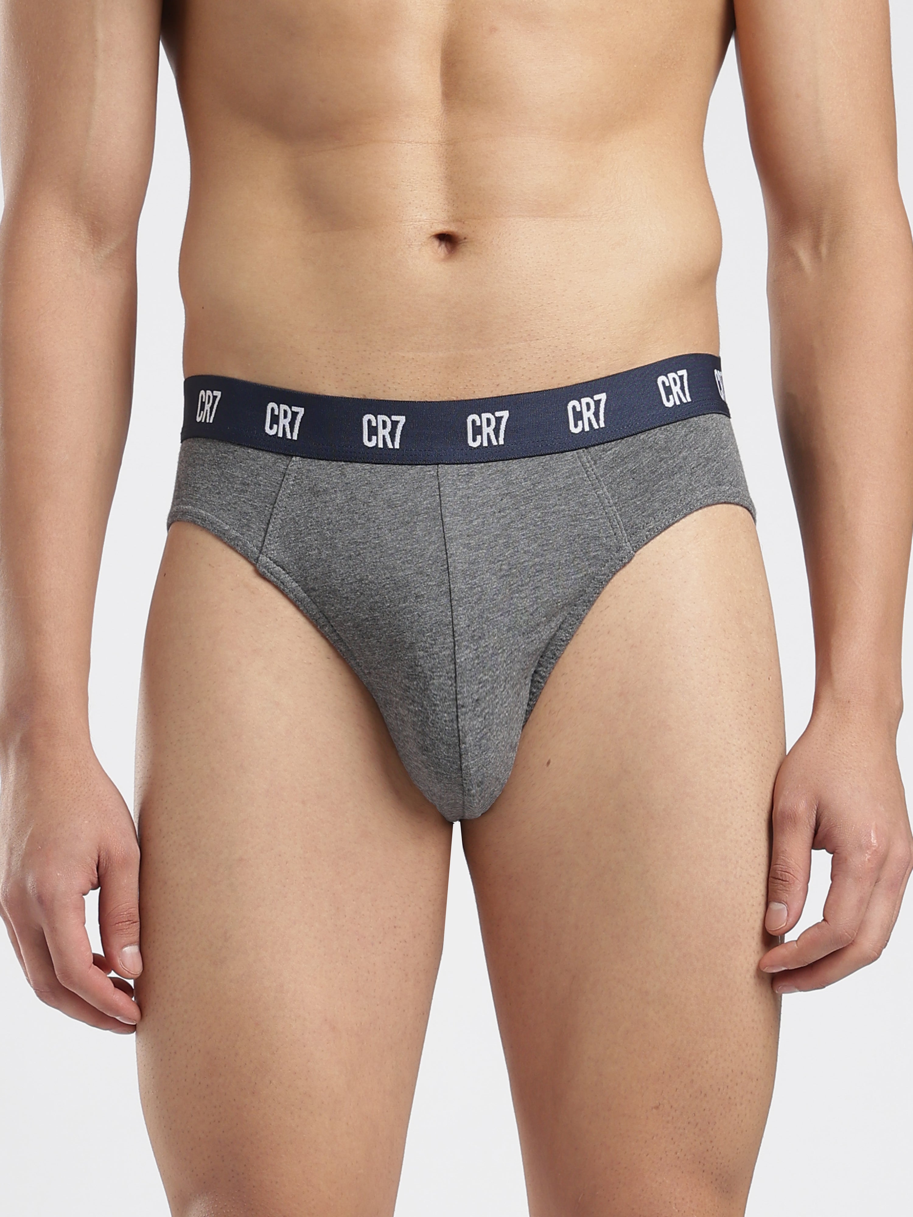 CR7 Men’s Cotton Briefs – Pack of 3 (Black, Grey & White) | Everyday Comfort Fit