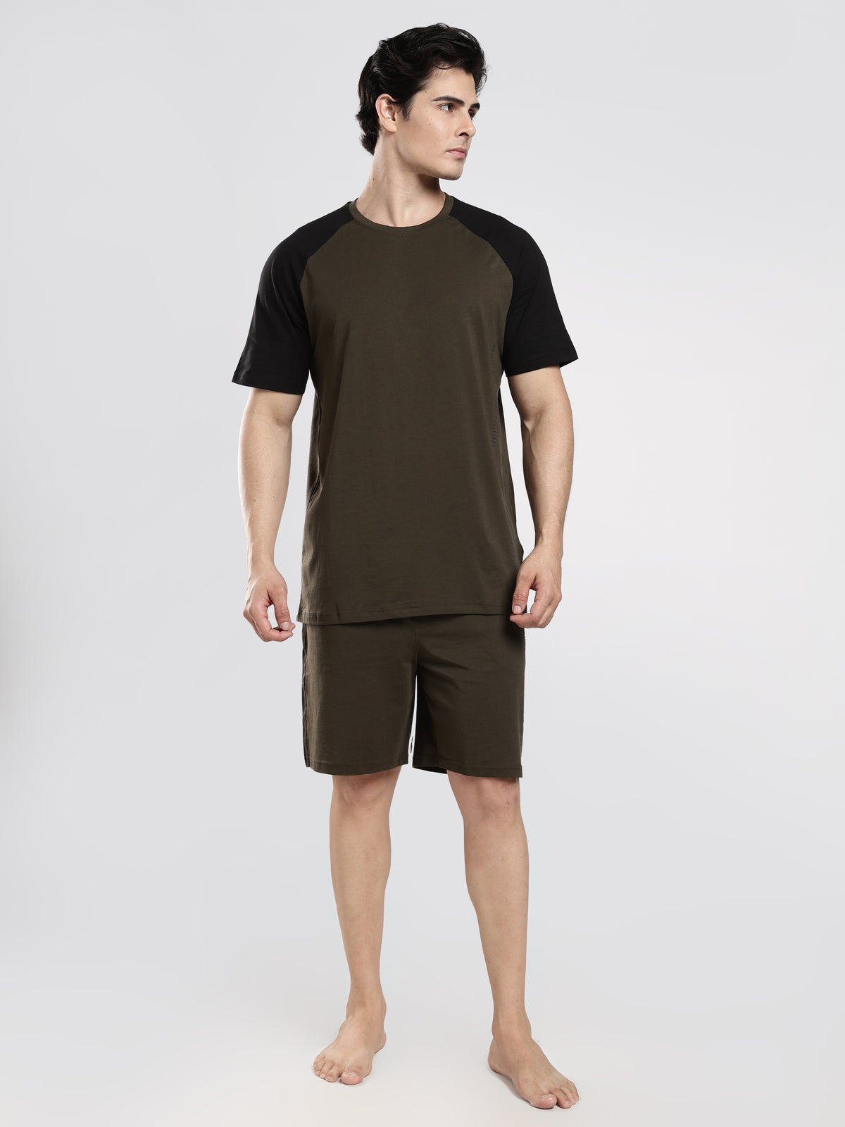 CR7 Eclipse Olive & Black Short Lounge Set