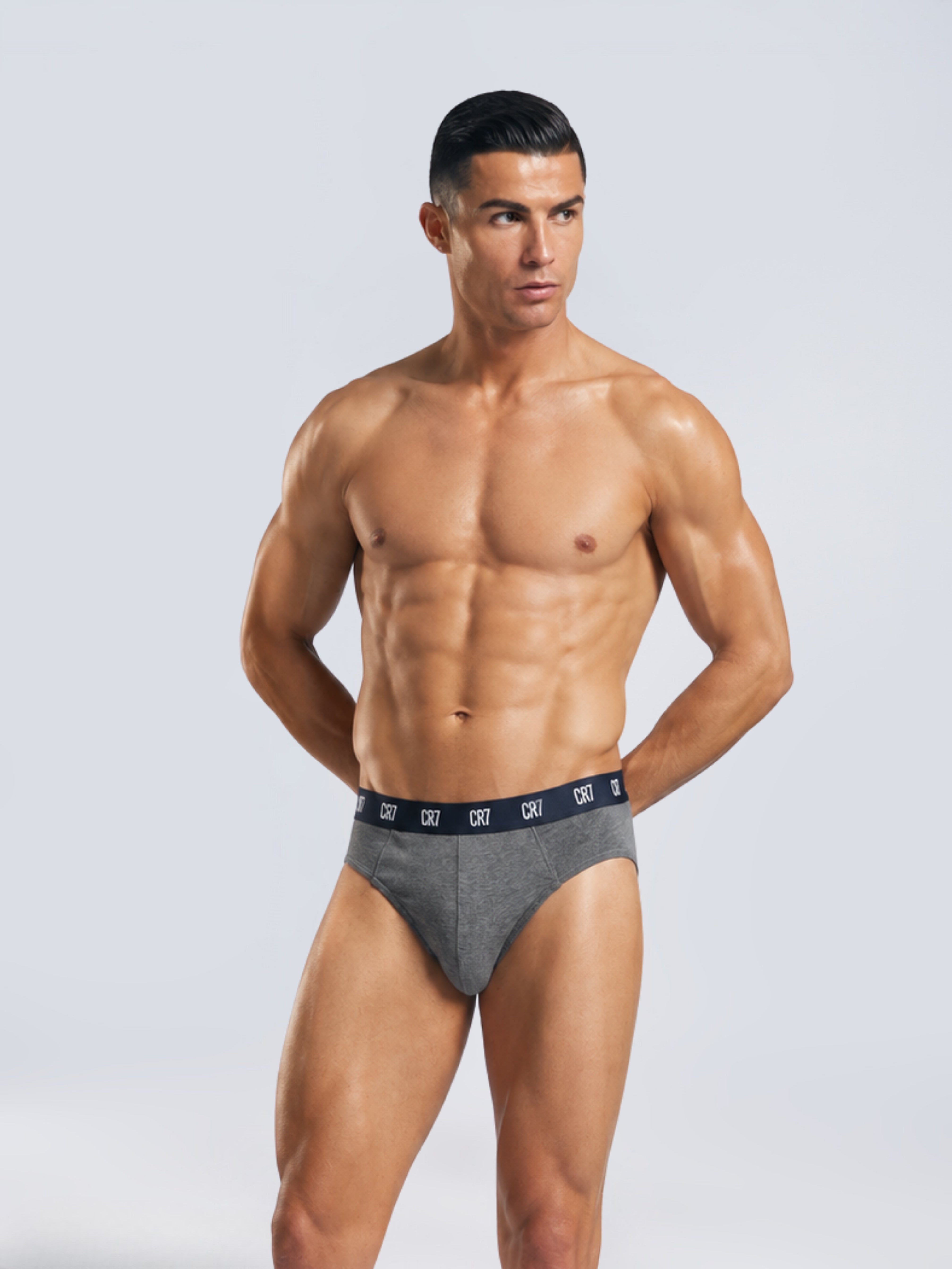 CR7 Men’s Cotton Briefs – Pack of 3 (Black, Grey & White) | Everyday Comfort Fit