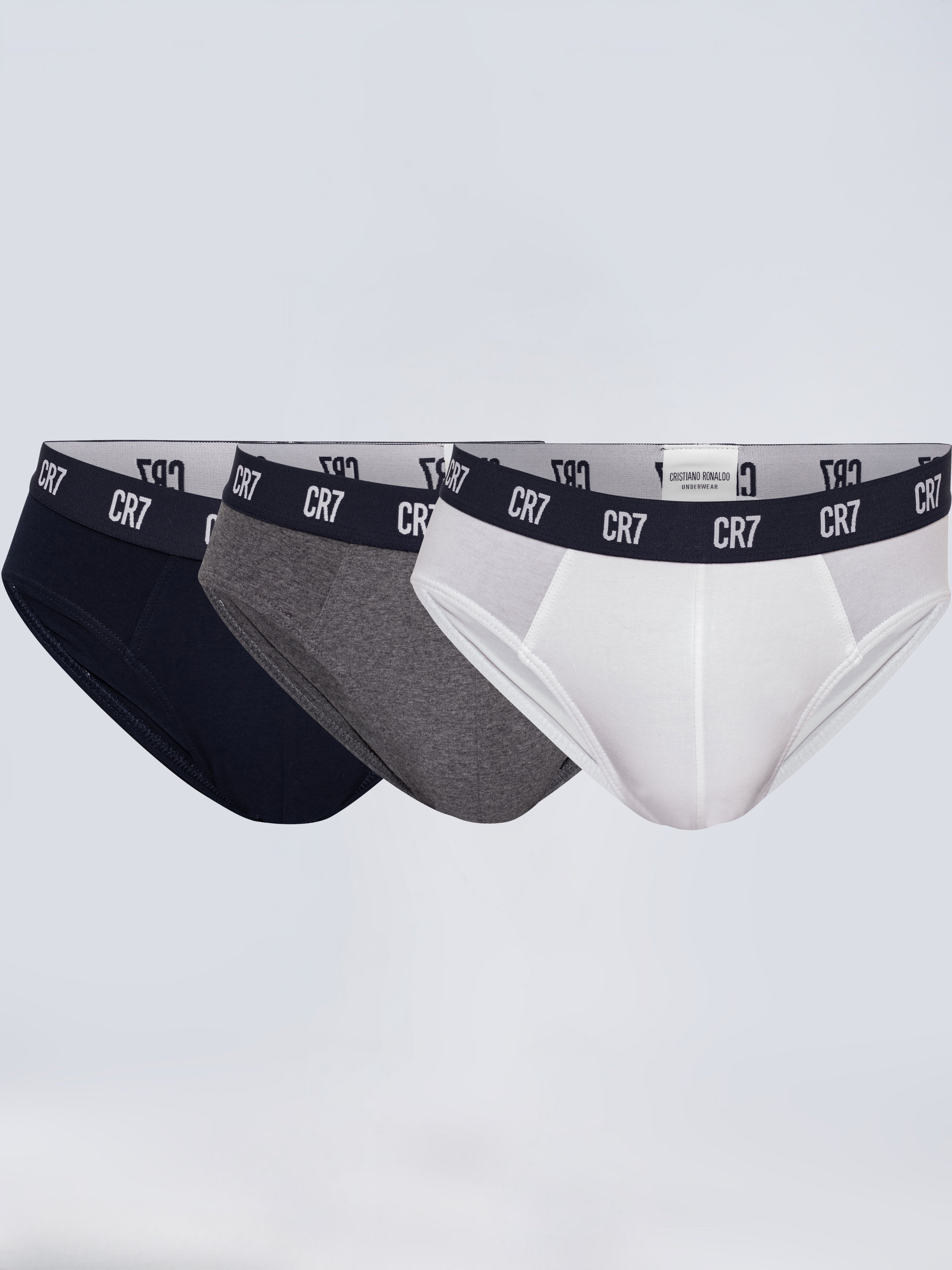 CR7 PURECORE Briefs – 3-Pack | Black, Grey & White