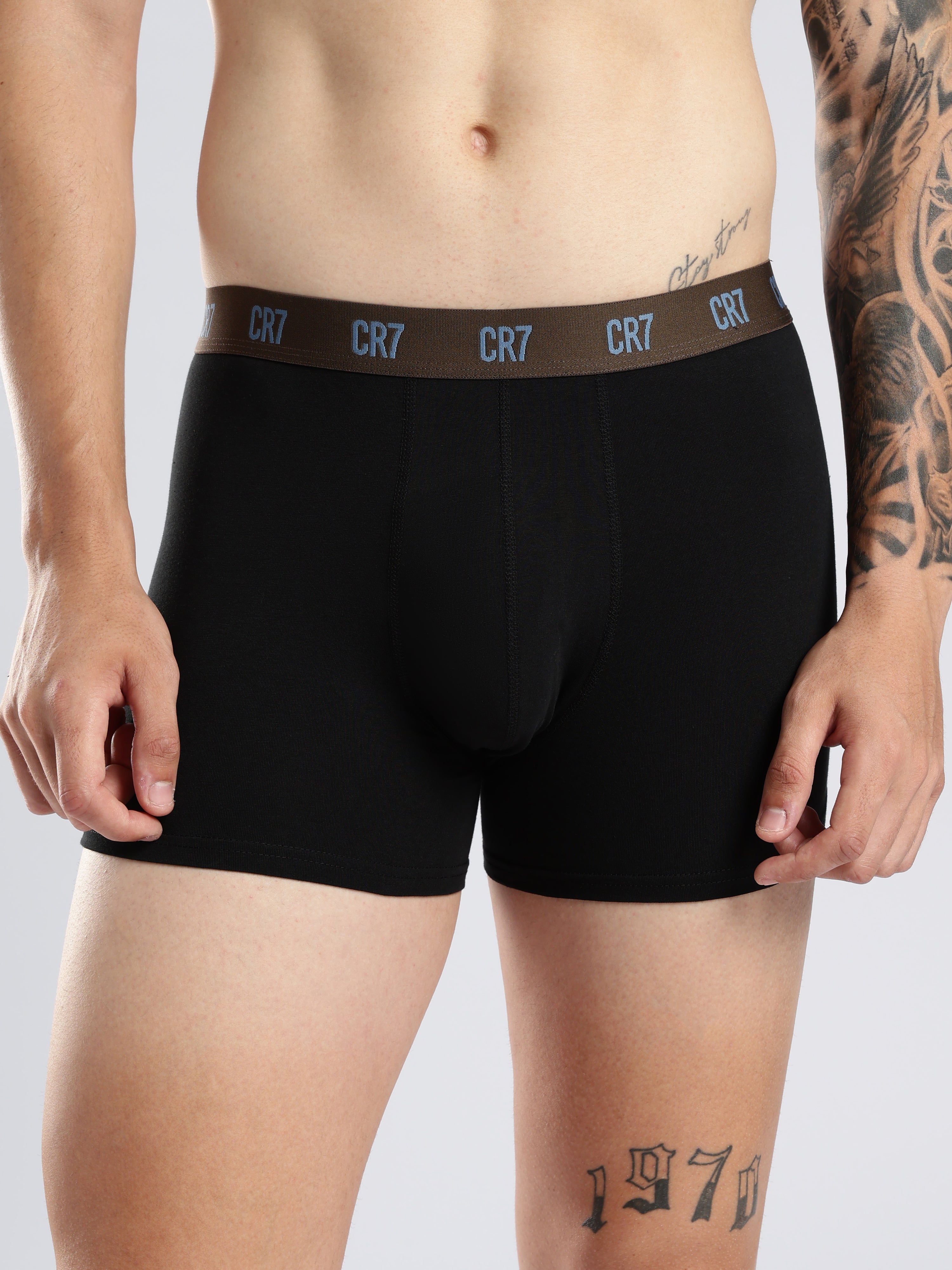 CR7 Men’s Premium Cotton Stretch Trunks – | Pack of 3 | Comfort Fit Boxer Trunks