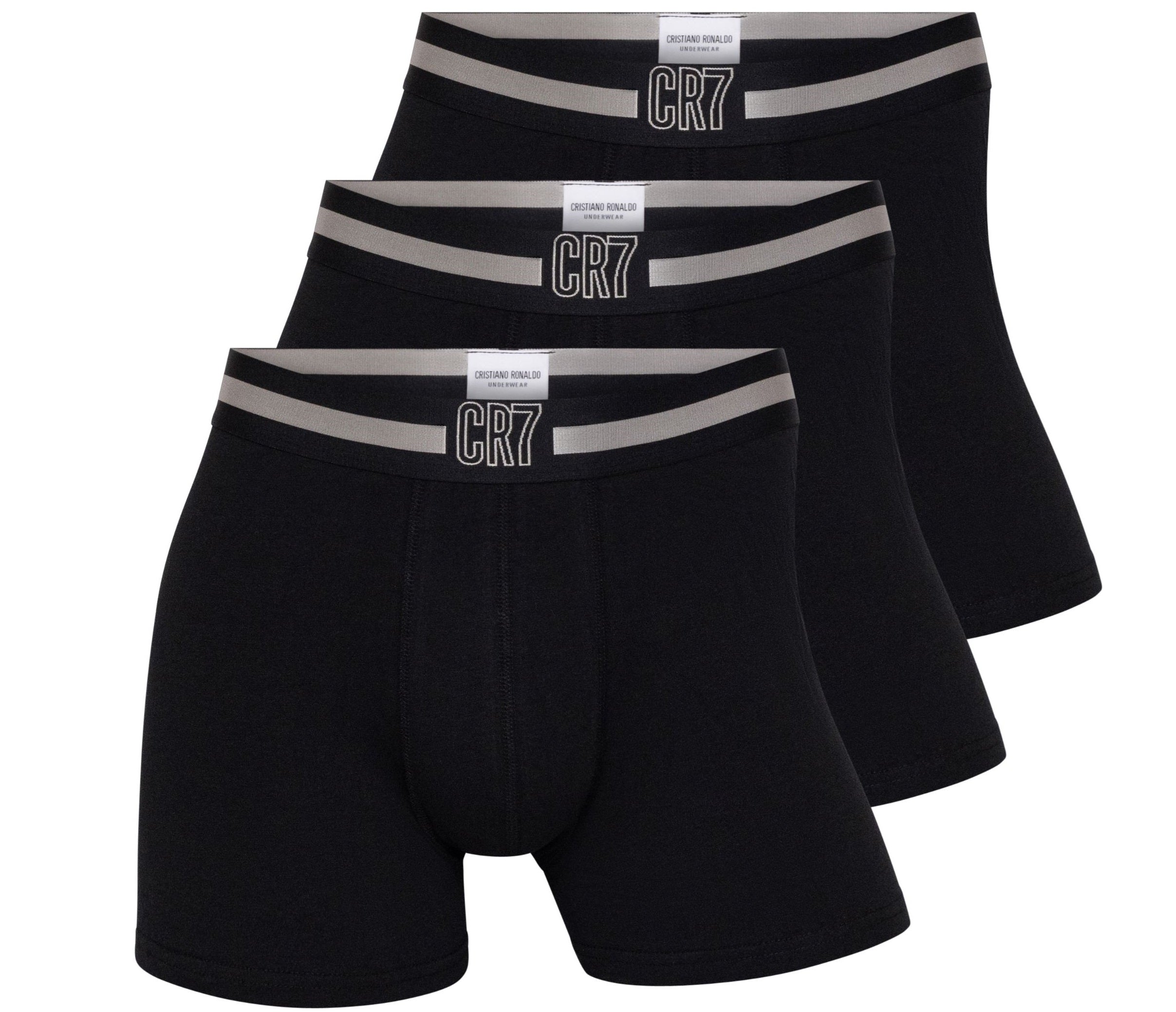 CR7 Cristiano Ronaldo Men’s Premium Cotton Stretch Trunks – Pack of 3 (Black)