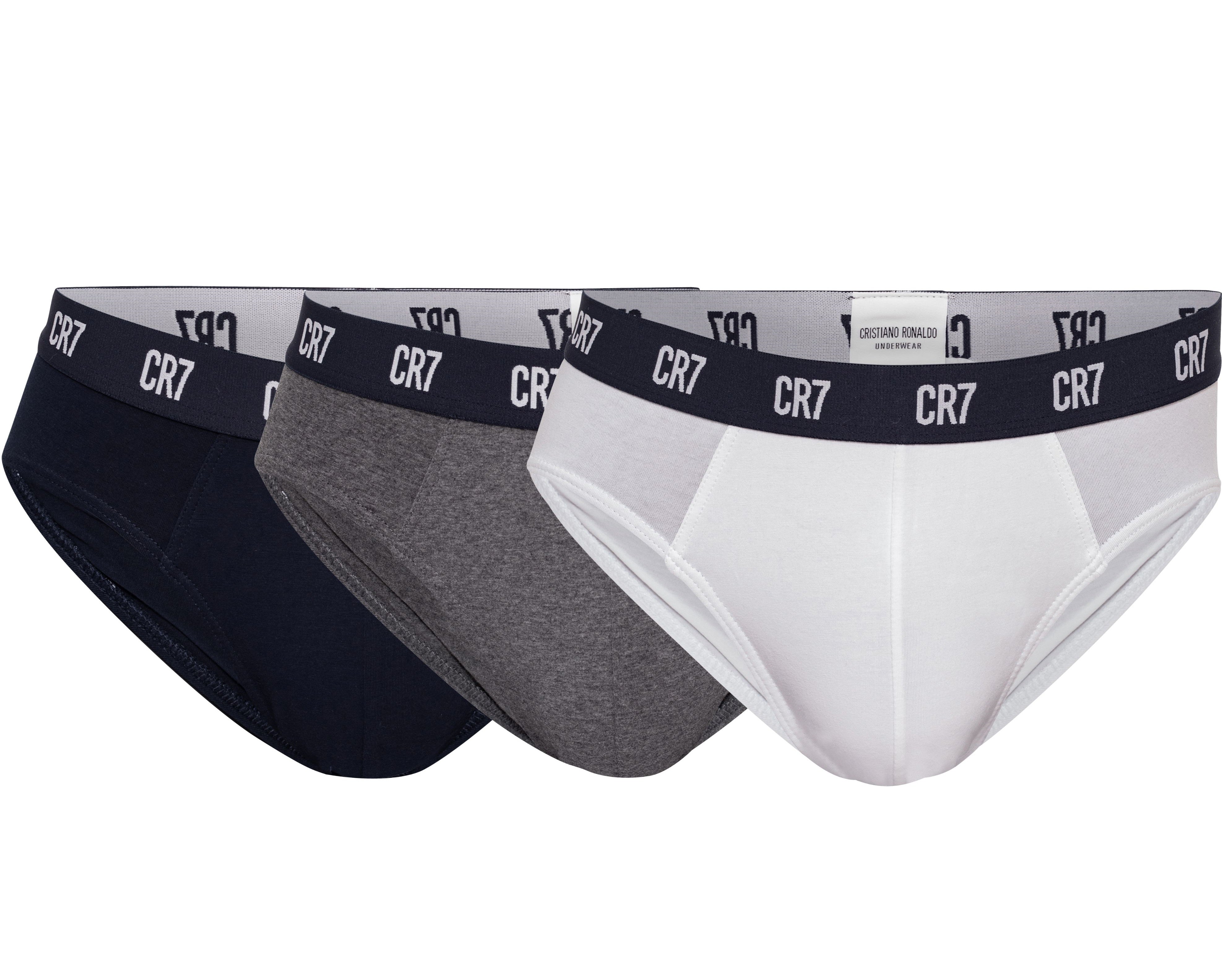 CR7 Cristiano Ronaldo Men’s Cotton Briefs – Pack of 3 (Black, Grey & White) | Everyday Comfort Fit
