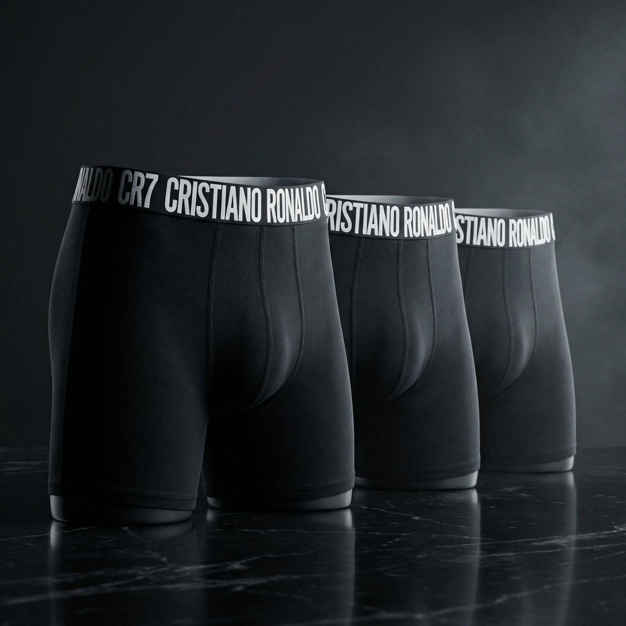 CR7 Cristiano Ronaldo Men’s Black Cotton Trunks – Pack of 3 | Premium Comfort & Athletic Fit
