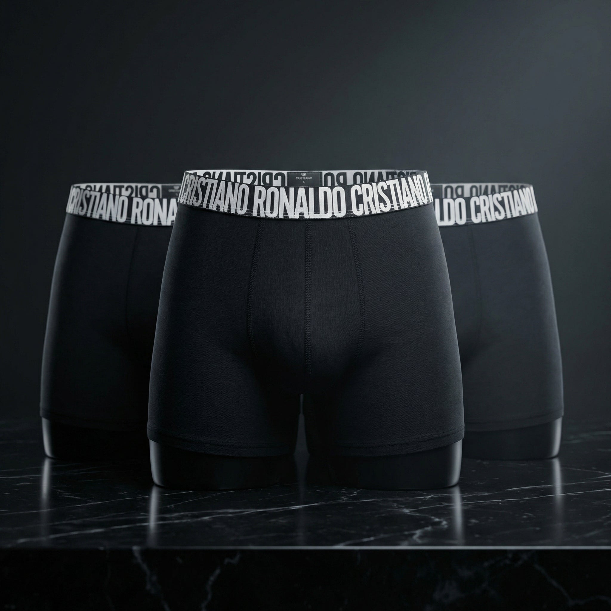 CR7 Cristiano Ronaldo Men’s Black Cotton Trunks – Pack of 3 | Premium Comfort & Athletic Fit