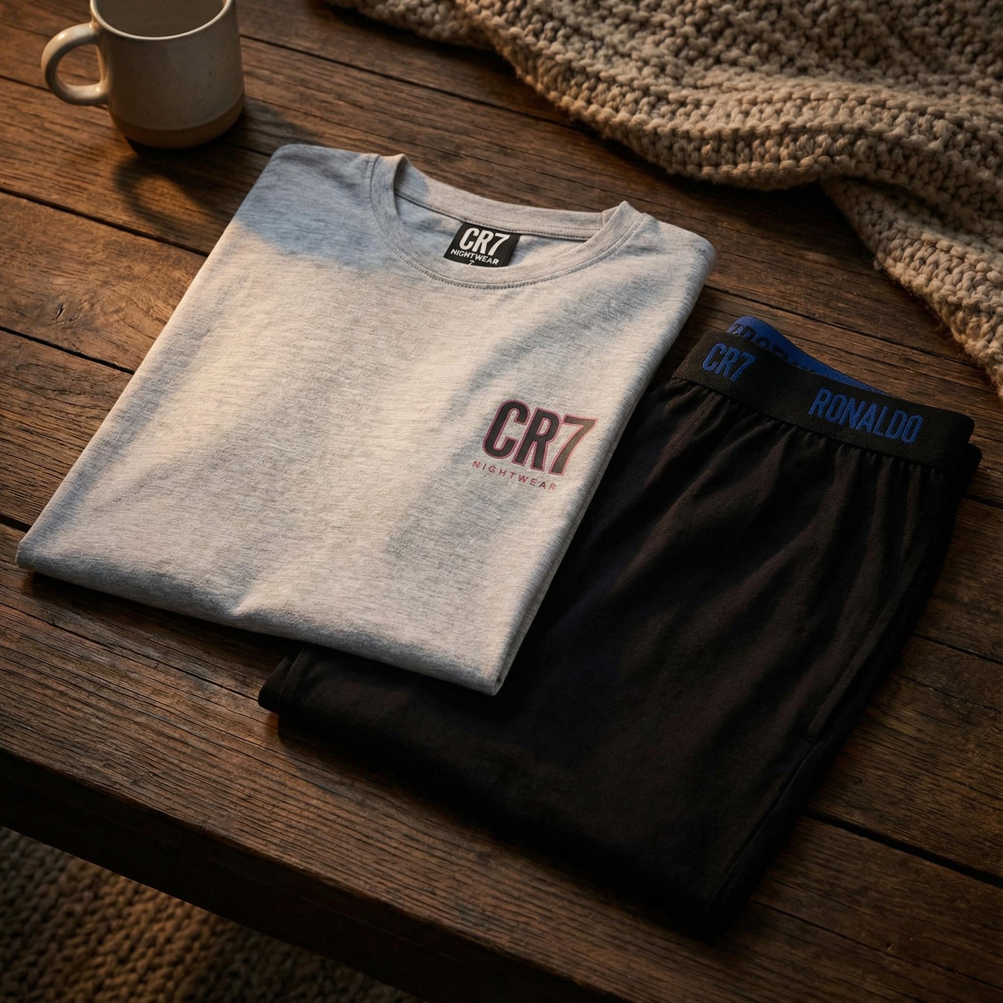 CR7 Cristiano Ronaldo Men’s Premium Nightwear Set – Soft Cotton Lounge T-Shirt & Shorts