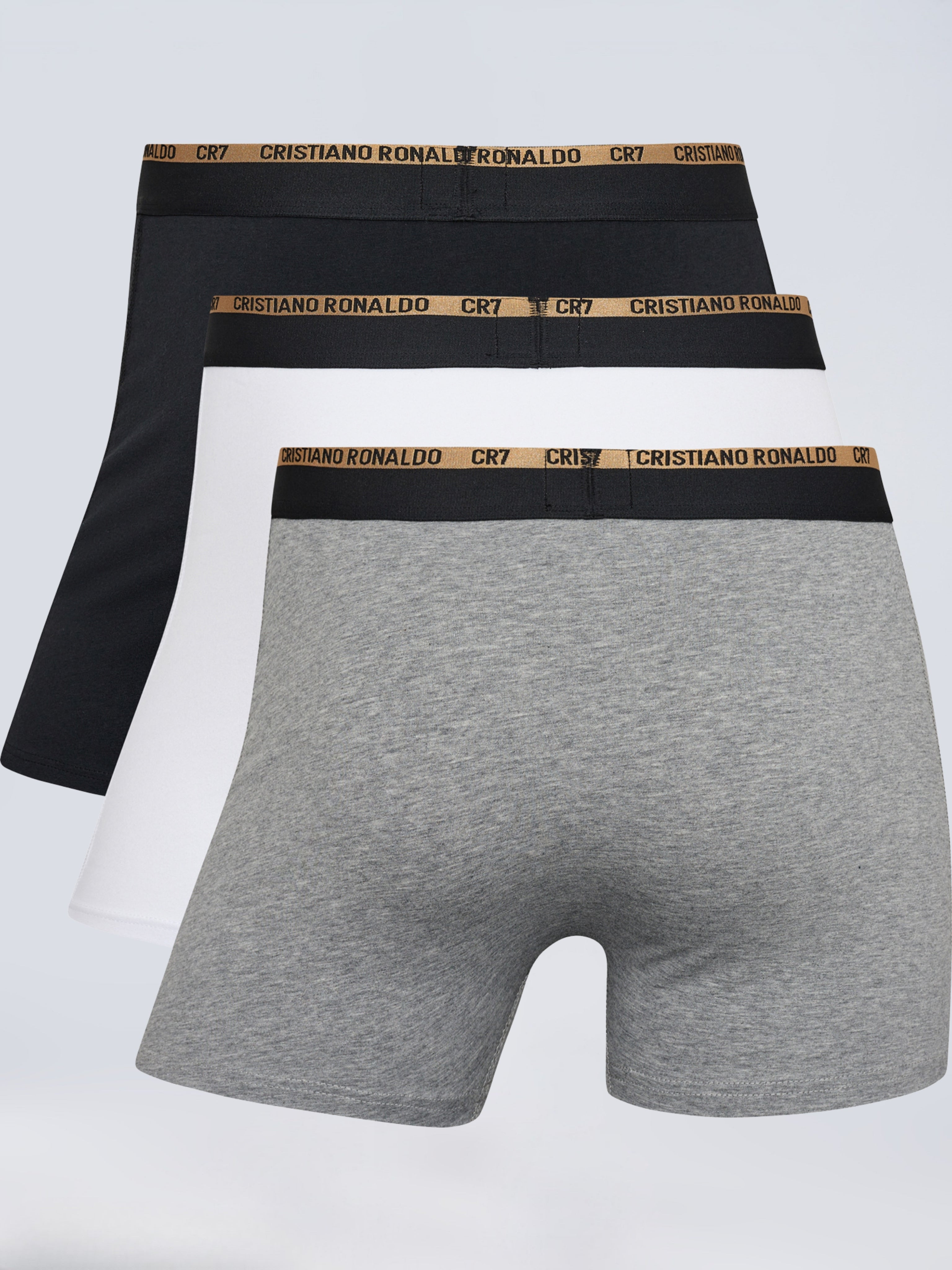 CR7 Premium Cotton Trunks – Pack of 3 (Black, White & Grey)