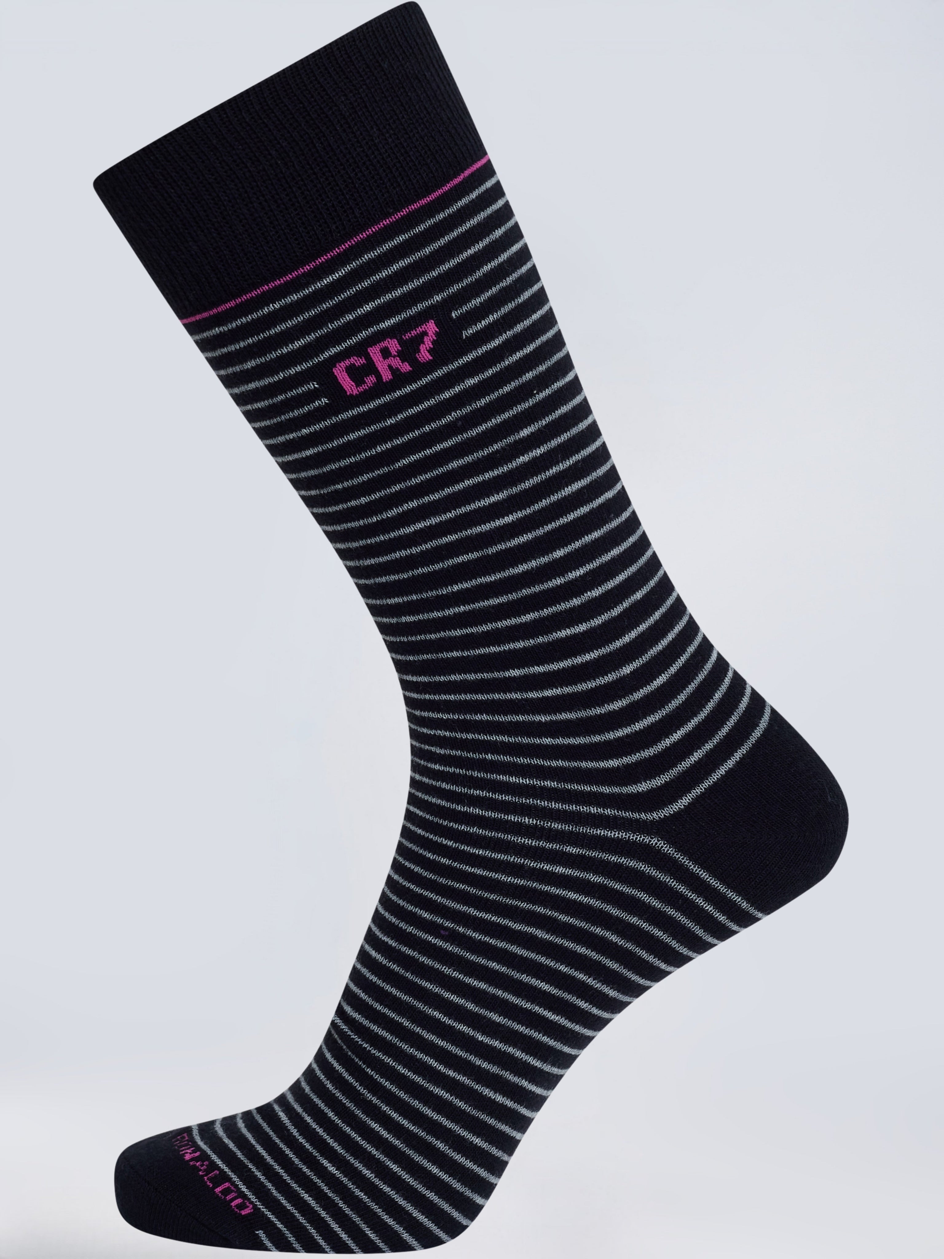 CR7 STRIPE MOTION Crew Socks – 3-Pack | Black