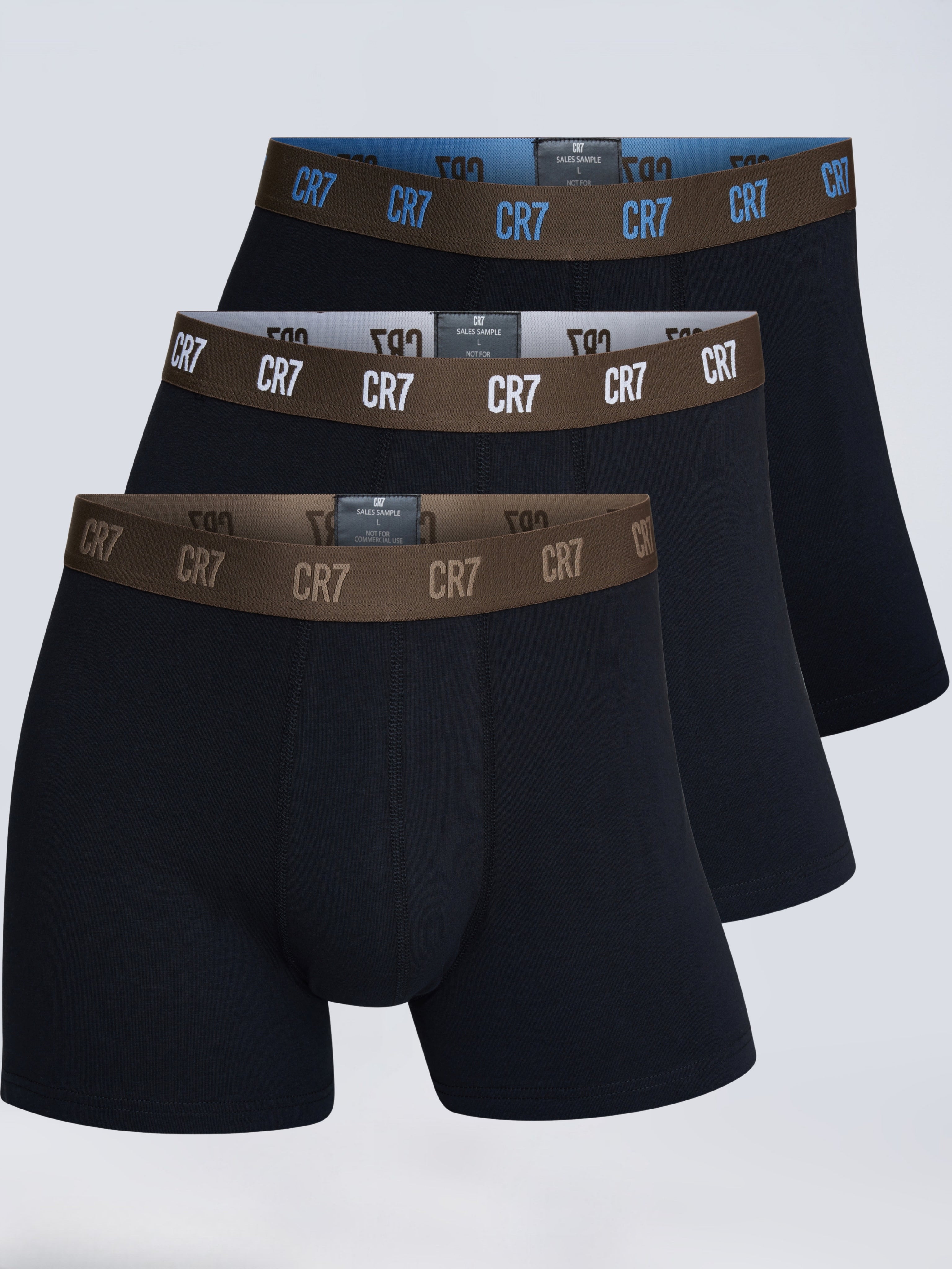 CR7 Men’s Premium Cotton Stretch Trunks – | Pack of 3 | Comfort Fit Boxer Trunks