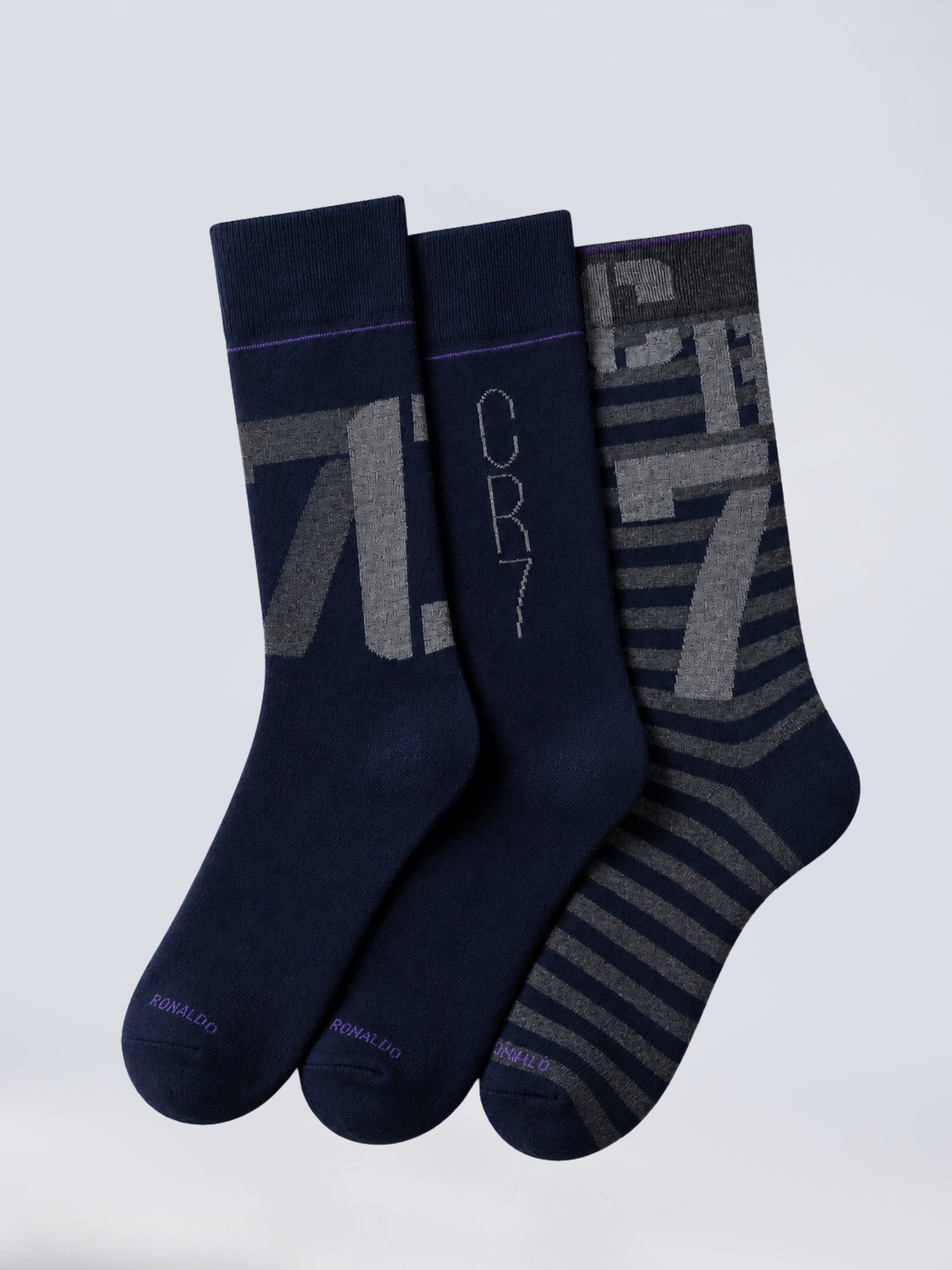 CR7 Men’s Premium Cotton Crew Socks – (Pack of 3) | Soft, Breathable & Stylish
