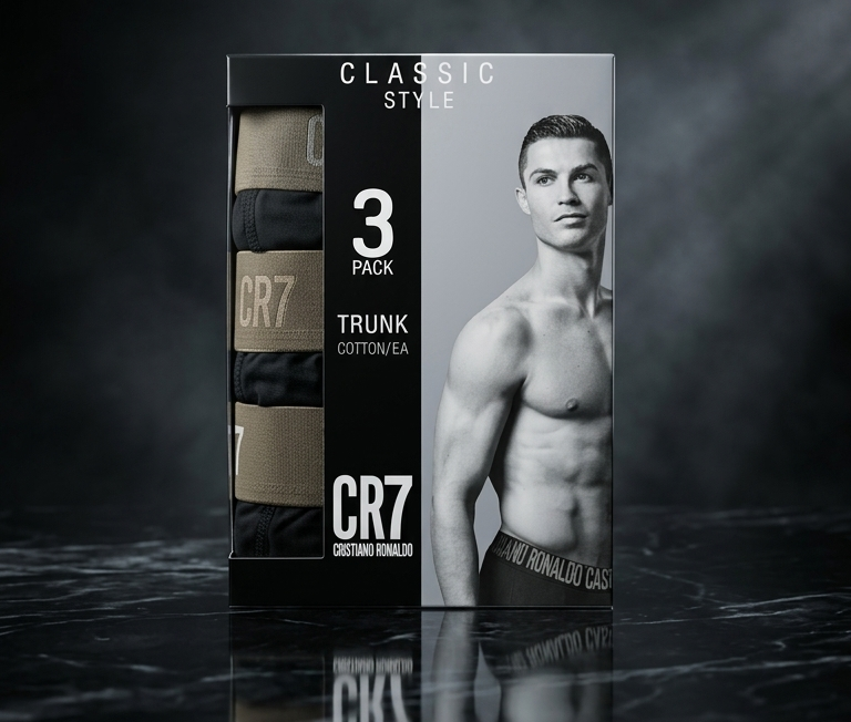 CR7 Cristiano Ronaldo Men’s Premium Cotton Stretch Trunks – | Pack of 3 | Comfort Fit Boxer Trunks