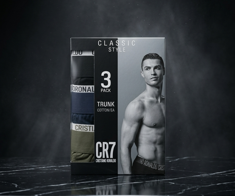 CR7 Cristiano Ronaldo Men’s Cotton Trunks – Pack of 3 (Black, Navy & Olive) | Premium Comfort Fit