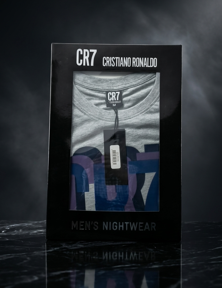CR7 Cristiano Ronaldo Men’s Premium Nightwear Set – Soft Cotton Lounge T-Shirt & Shorts