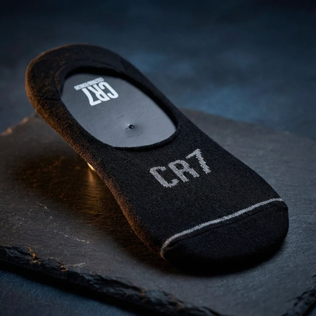 CR7 Cristiano Ronaldo Men’s No-Show Invisible Socks (Black) – Pack of 3 | Soft, Breathable & Anti-Slip