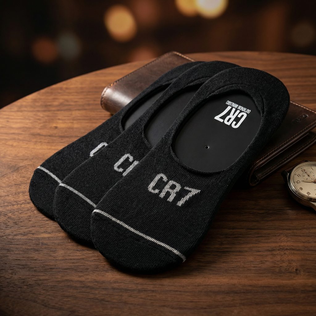 CR7 Cristiano Ronaldo Men’s No-Show Invisible Socks (Black) – Pack of 3 | Soft, Breathable & Anti-Slip