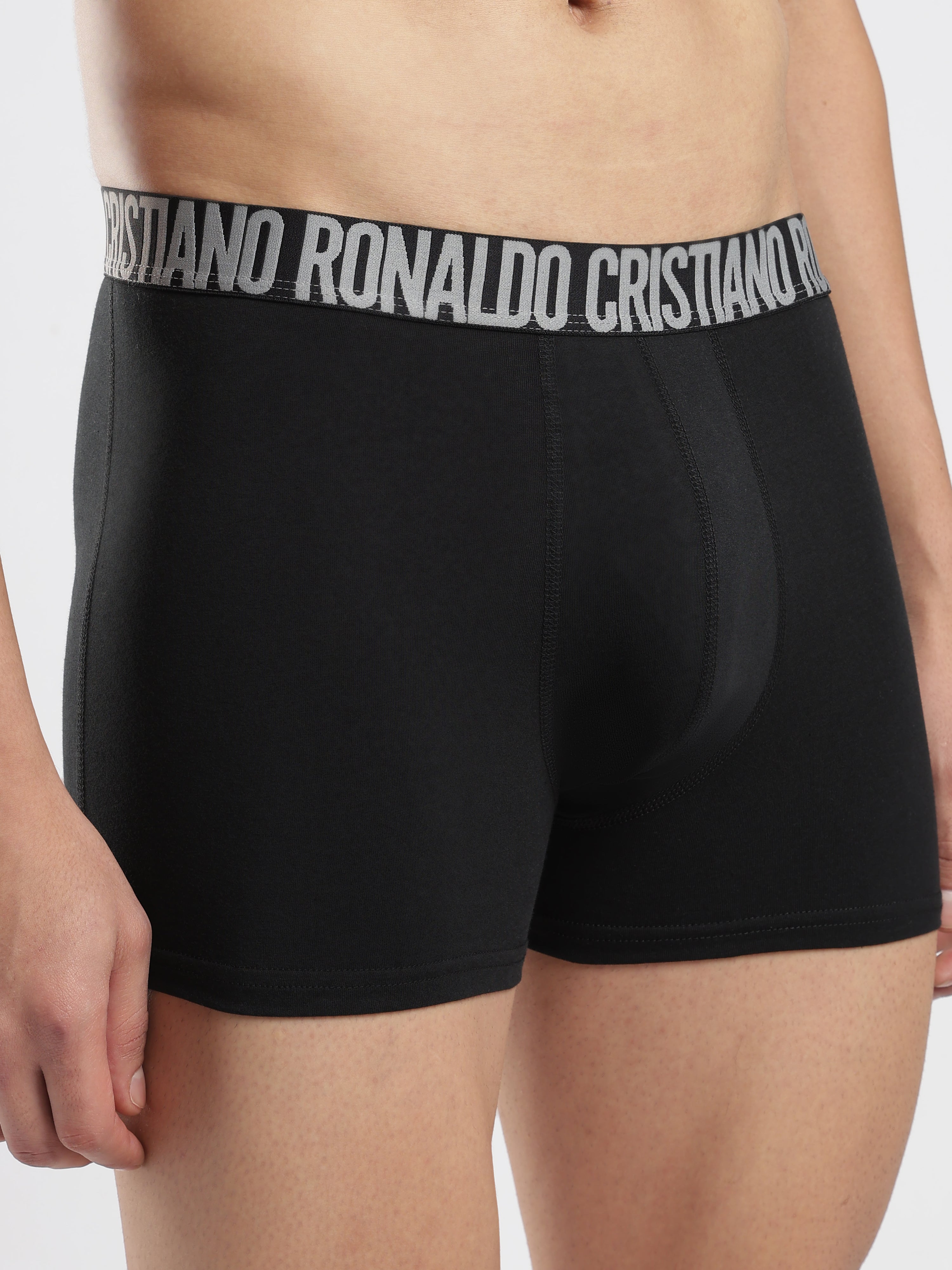 CR7 Men’s Premium Cotton Stretch Trunks – Black, Brown & Grey | Pack of 3