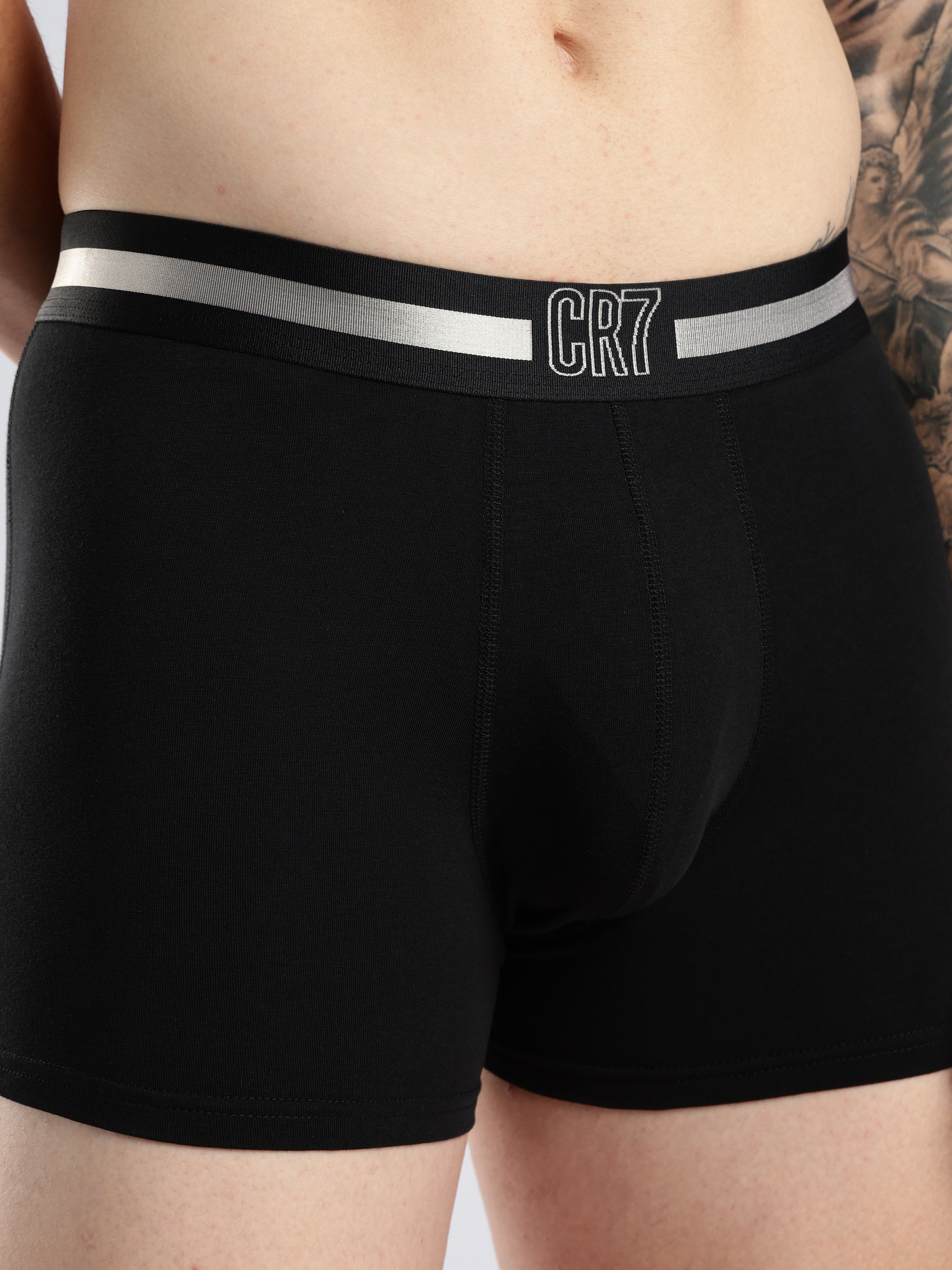 CR7 Men’s Premium Cotton Stretch Trunks – Pack of 3 (Black)