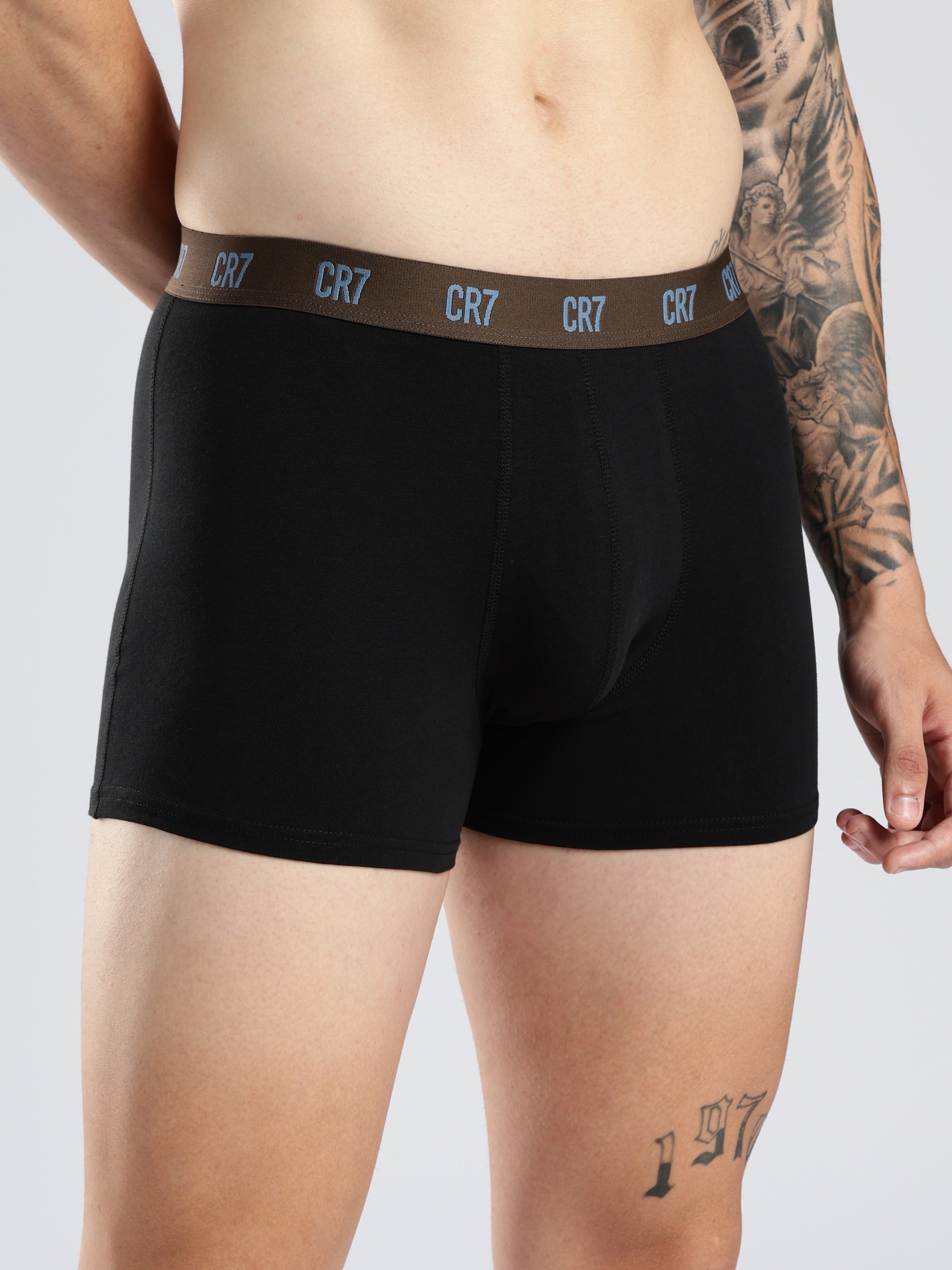 CR7 Men’s Premium Cotton Stretch Trunks – | Pack of 3 | Comfort Fit Boxer Trunks
