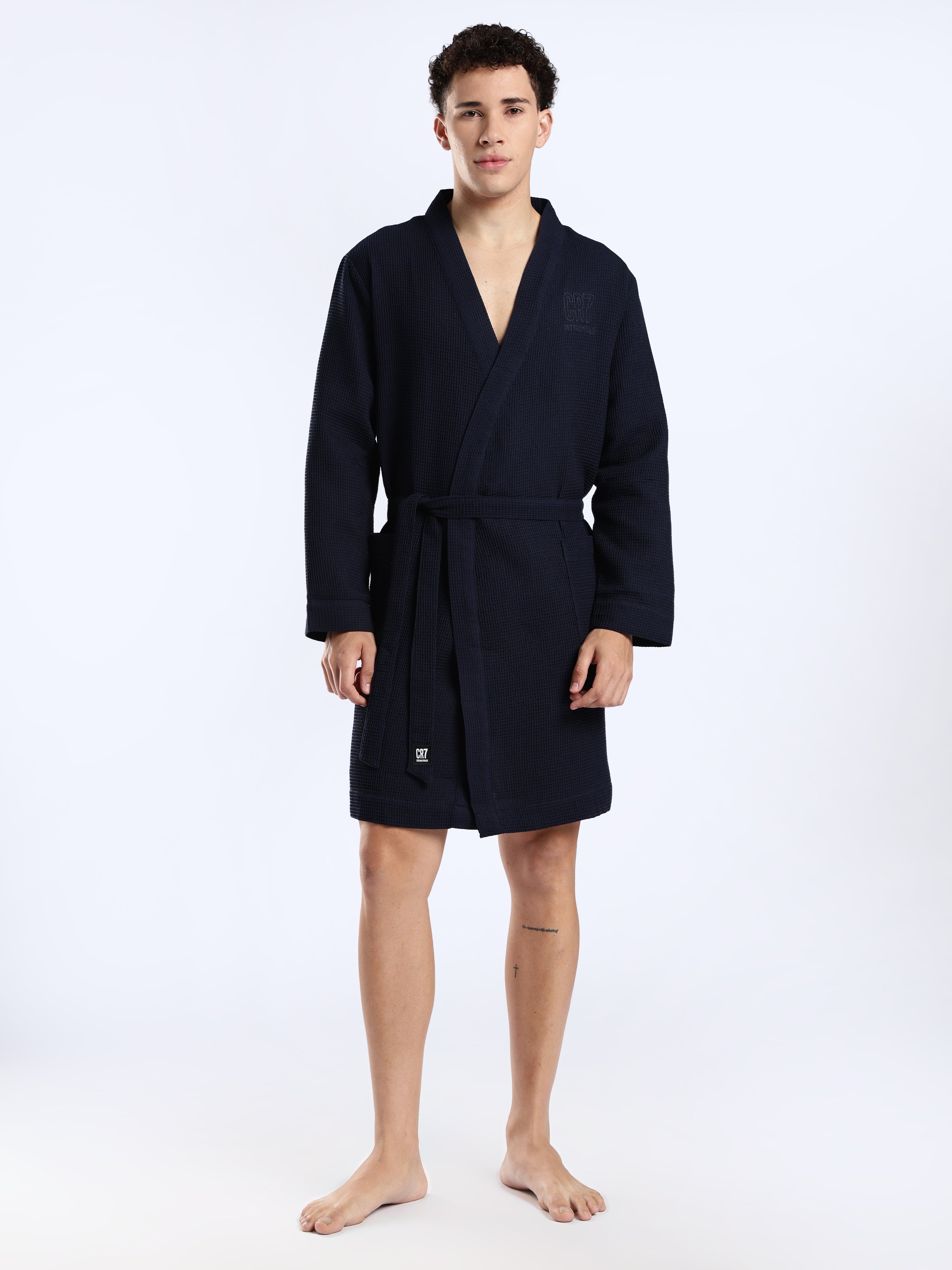 CR7 RESERVE Waffle Robe – Navy