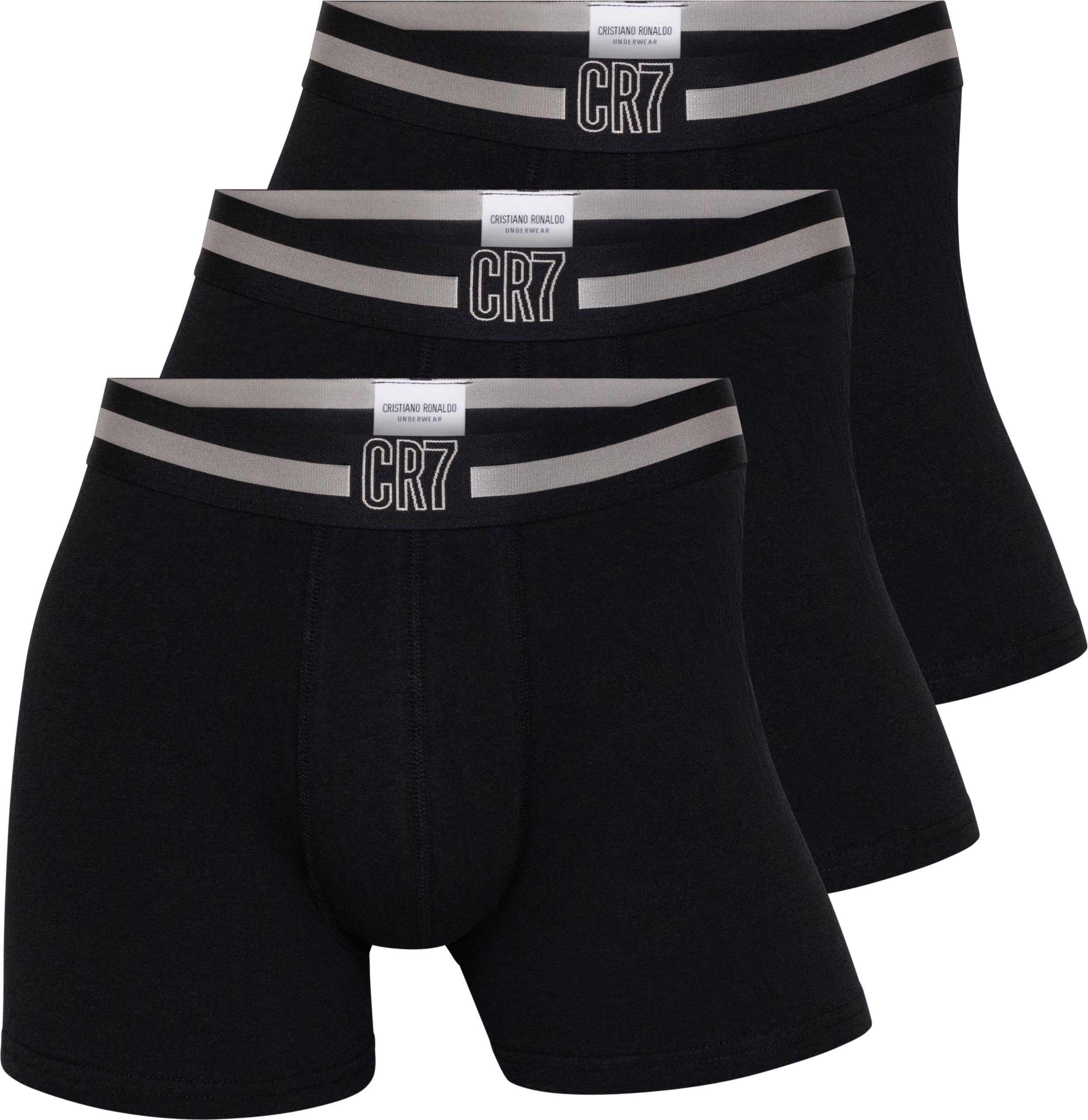 CR7 Cristiano Ronaldo Men’s Premium Cotton Stretch Trunks – Pack of 3 (Black)