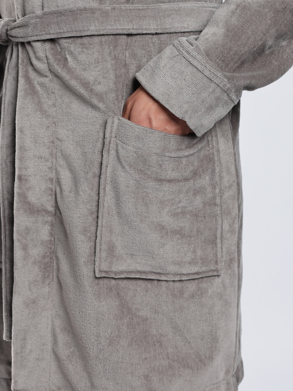 CR7 Men's Velour Terry Cotton Grey Bathrobe