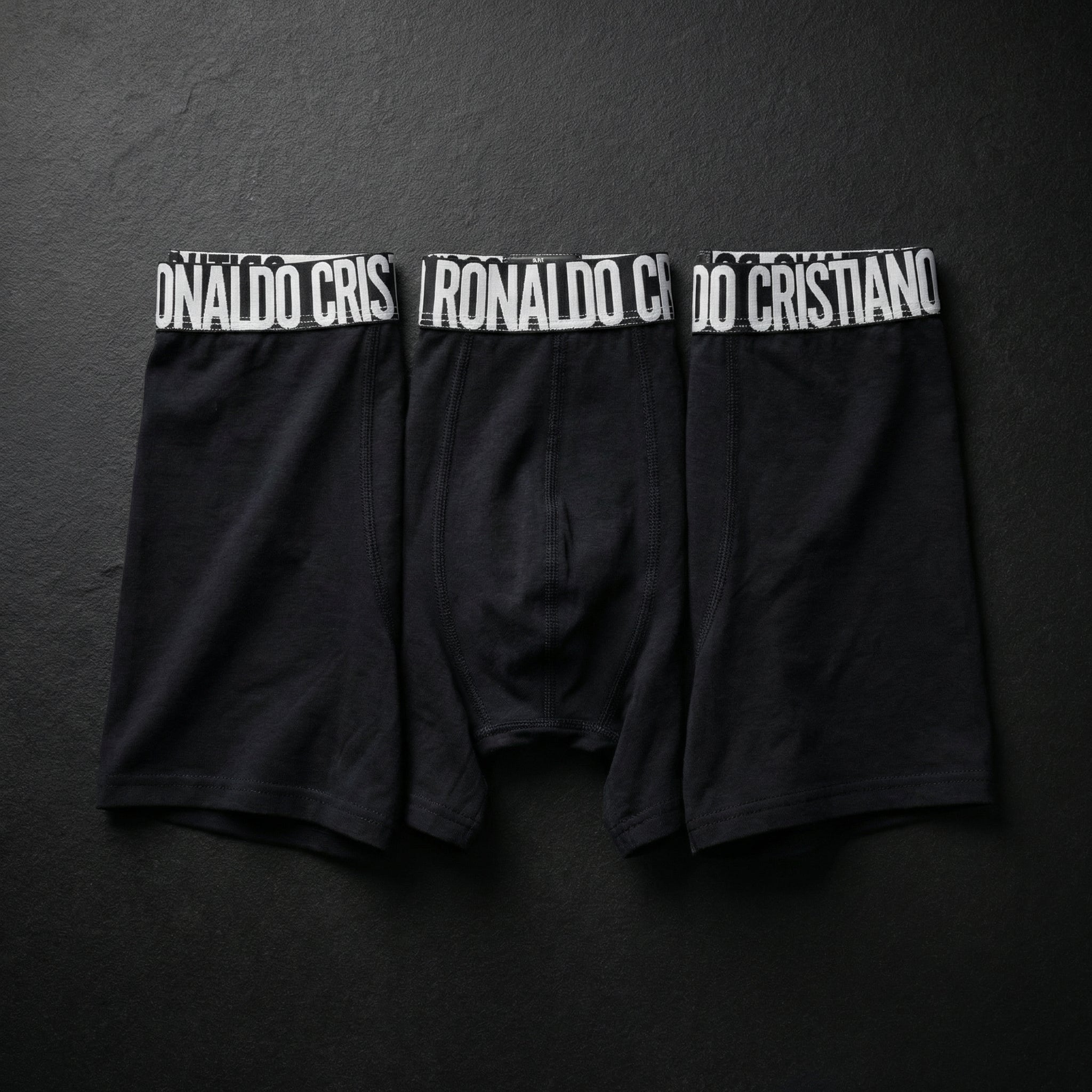 CR7 Cristiano Ronaldo Men’s Black Cotton Trunks  – Pack of 3 | Premium Comfort & Athletic Fit