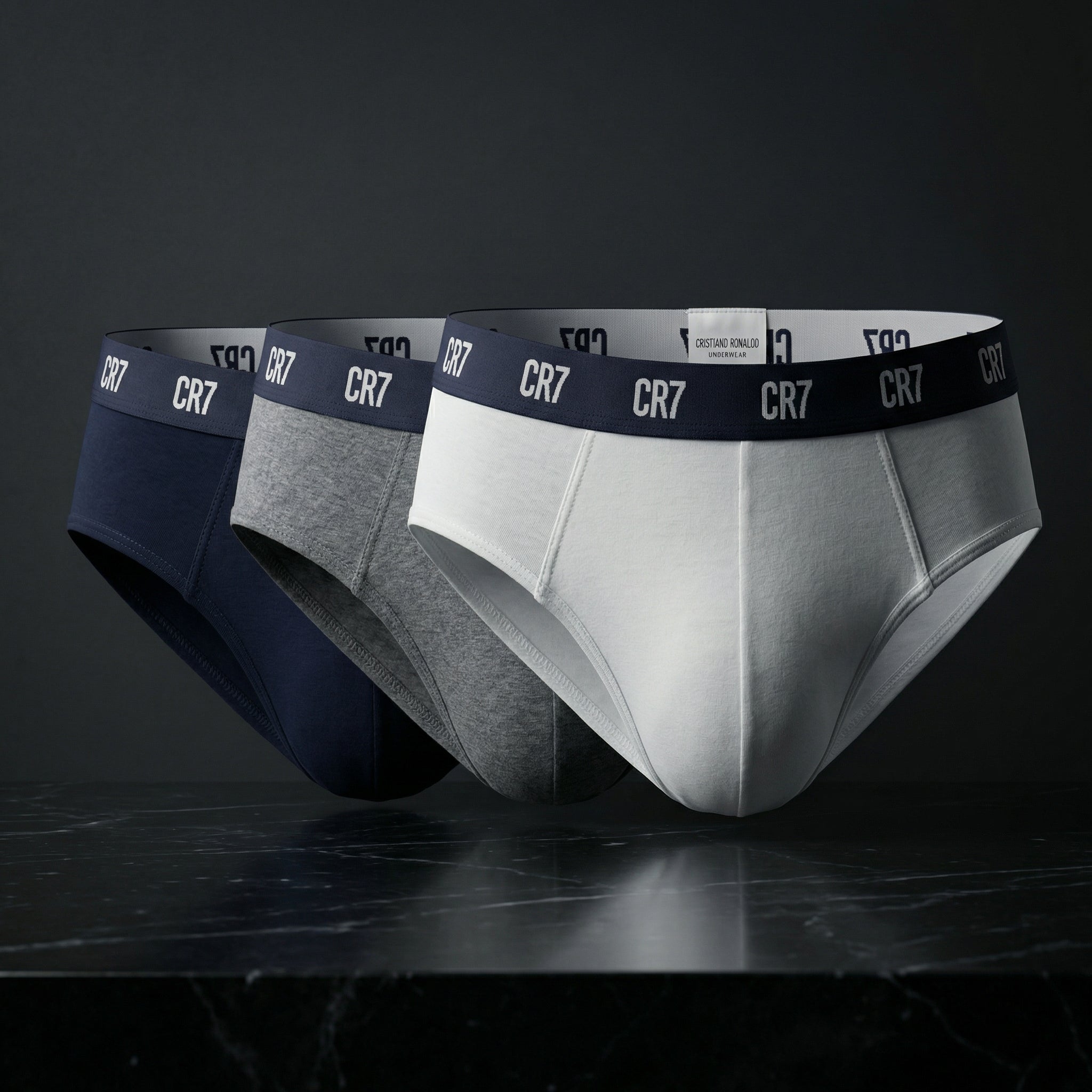 CR7 Cristiano Ronaldo Men’s Cotton Briefs – Pack of 3 (Black, Grey & White) | Everyday Comfort Fit