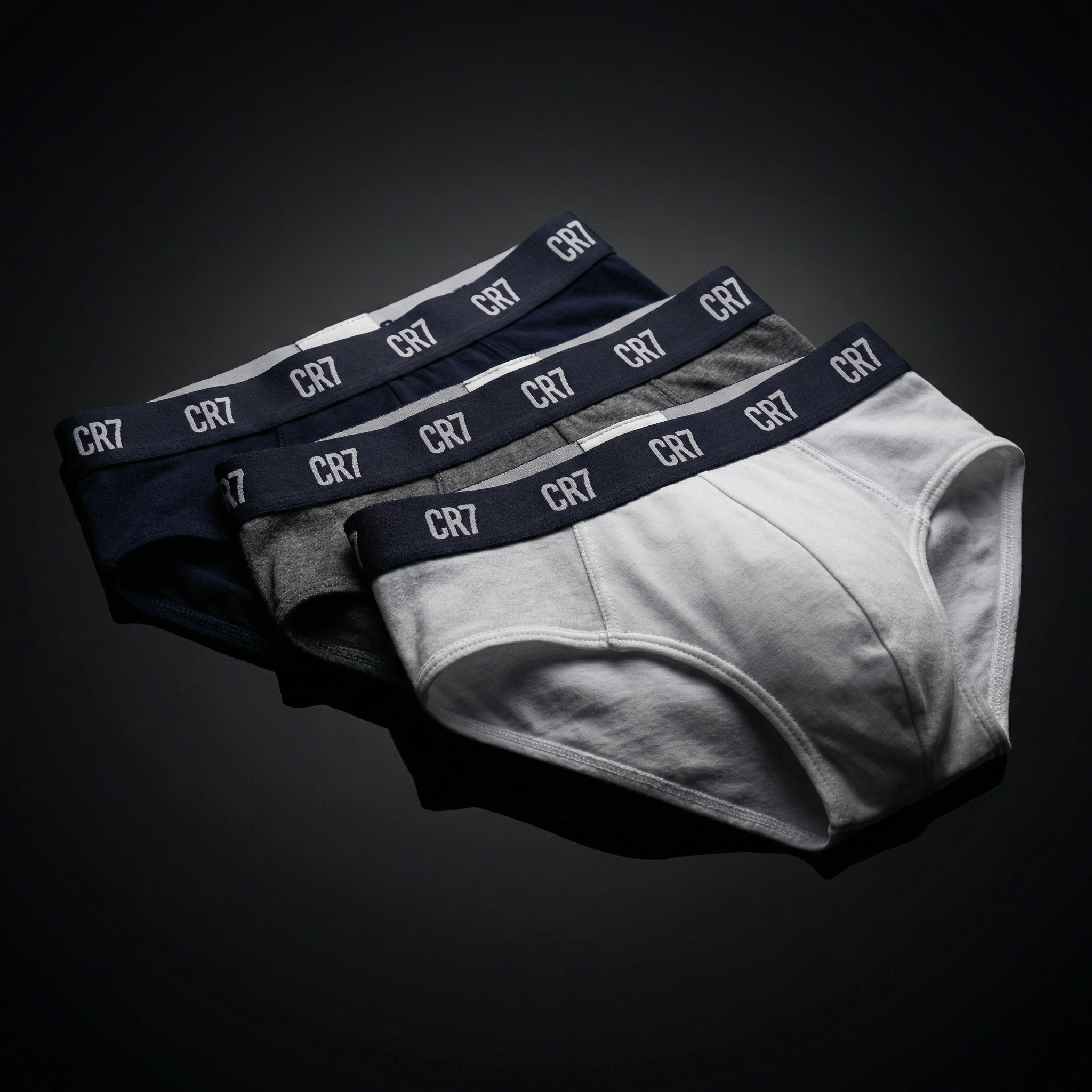 CR7 Cristiano Ronaldo Men’s Cotton Briefs – Pack of 3 (Black, Grey & White) | Everyday Comfort Fit
