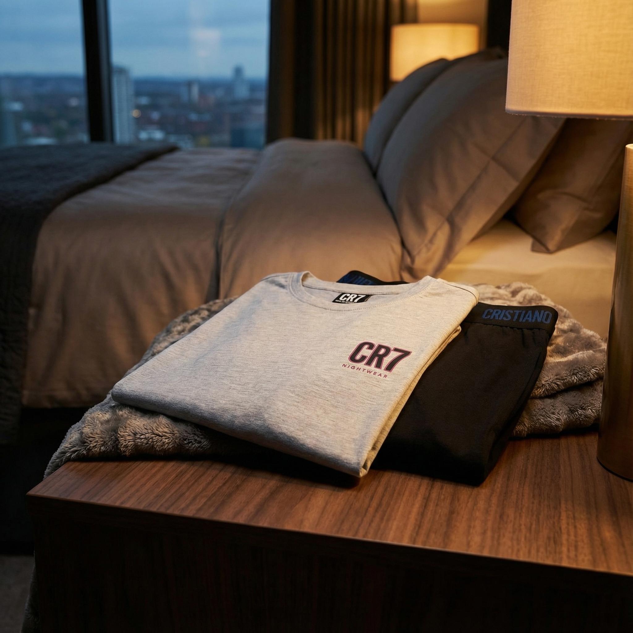 CR7 Cristiano Ronaldo Men’s Premium Nightwear Set – Soft Cotton Lounge T-Shirt & Shorts