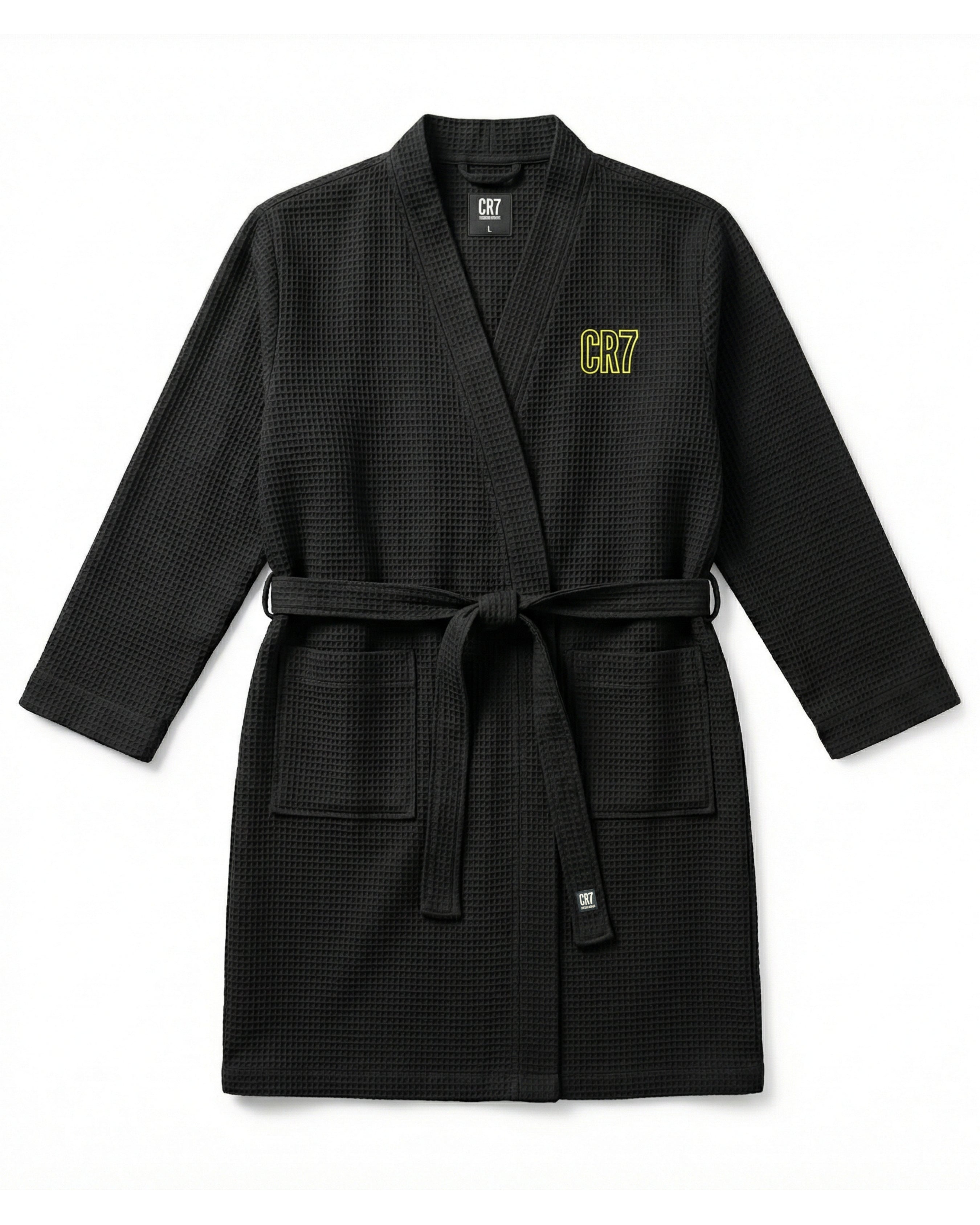 CR7 Cristiano Ronaldo Men’s Premium Waffle Bathrobe Black – Luxury Comfort with Iconic CR7 Branding