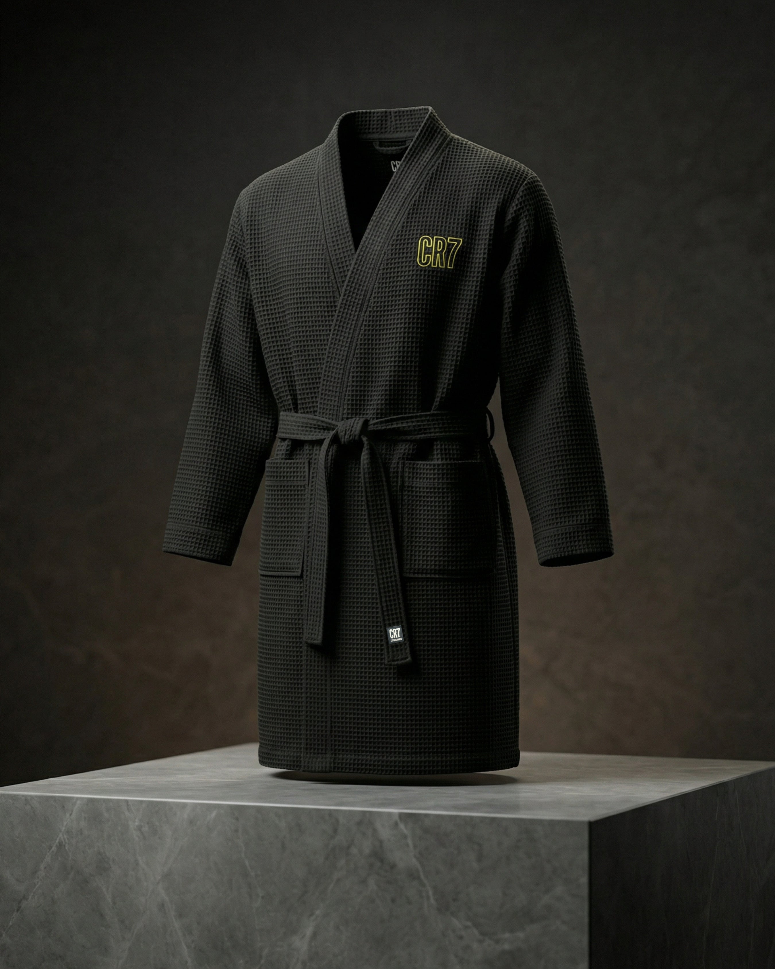 CR7 Cristiano Ronaldo Men’s Premium Waffle Bathrobe Black – Luxury Comfort with Iconic CR7 Branding