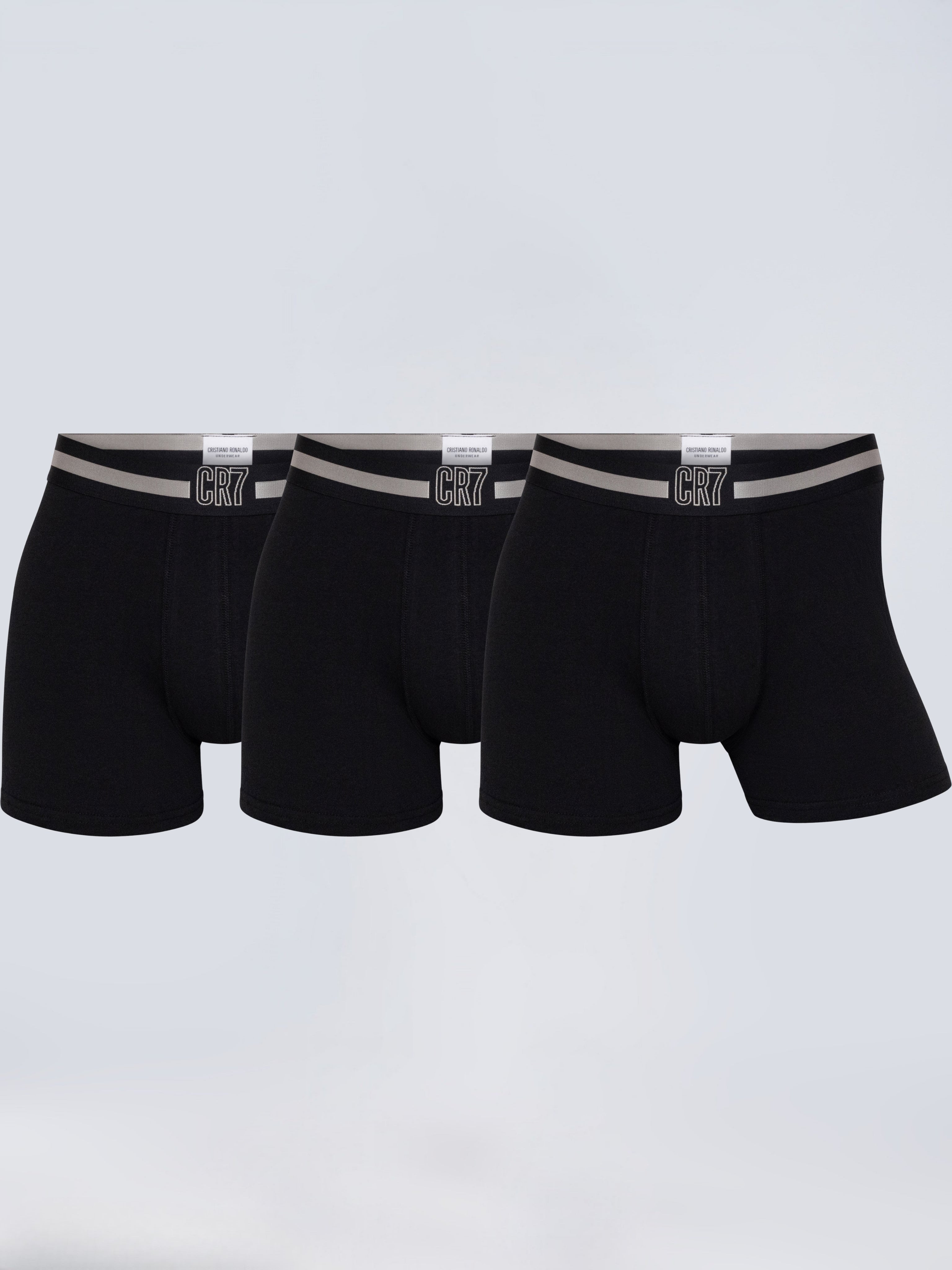 CR7 Men’s Premium Cotton Stretch Trunks – Pack of 3 (Black)