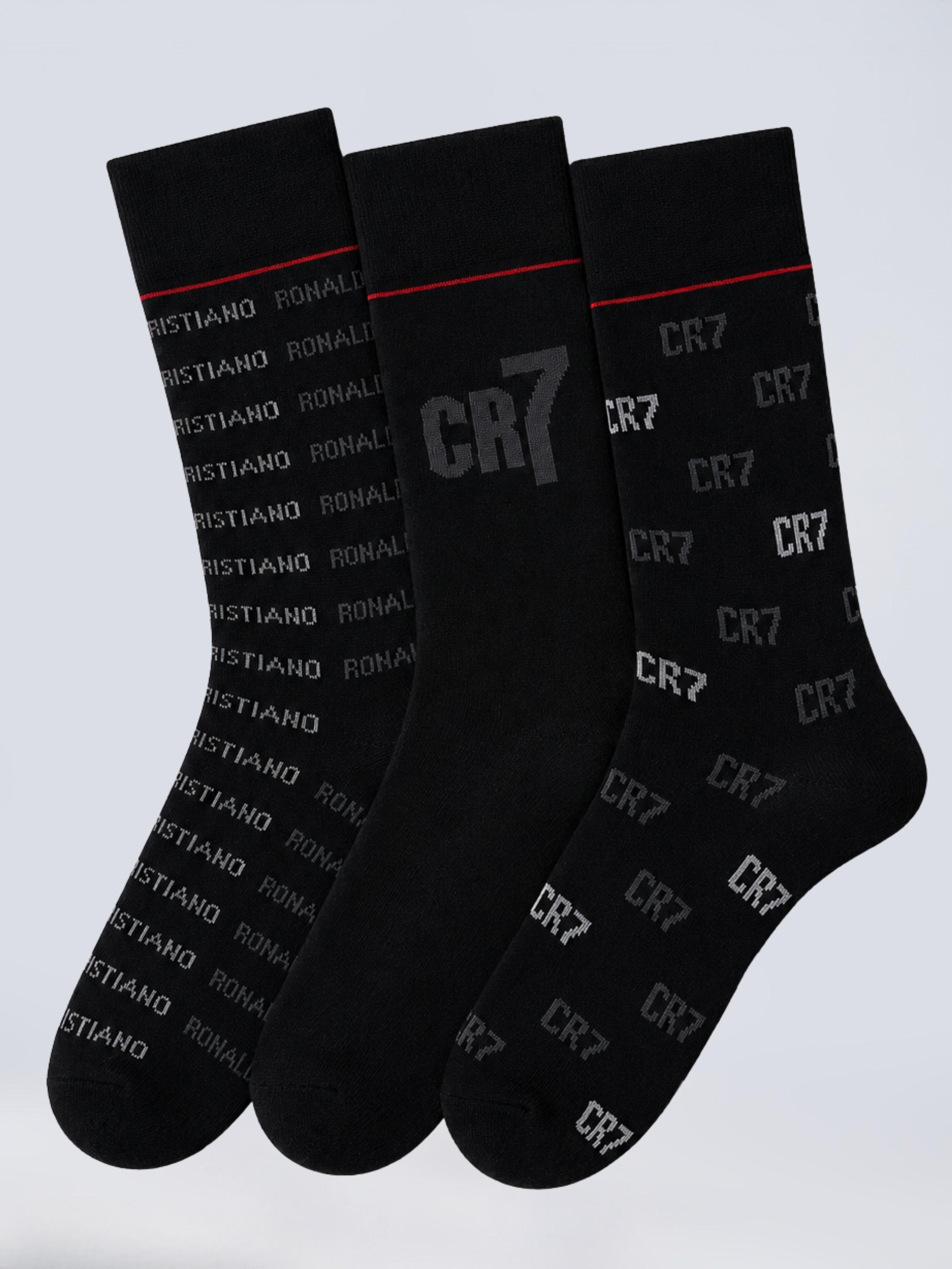 CR7 Men’s Premium Cotton Crew Socks –  (Pack of 3) | Soft, Breathable & Stylish