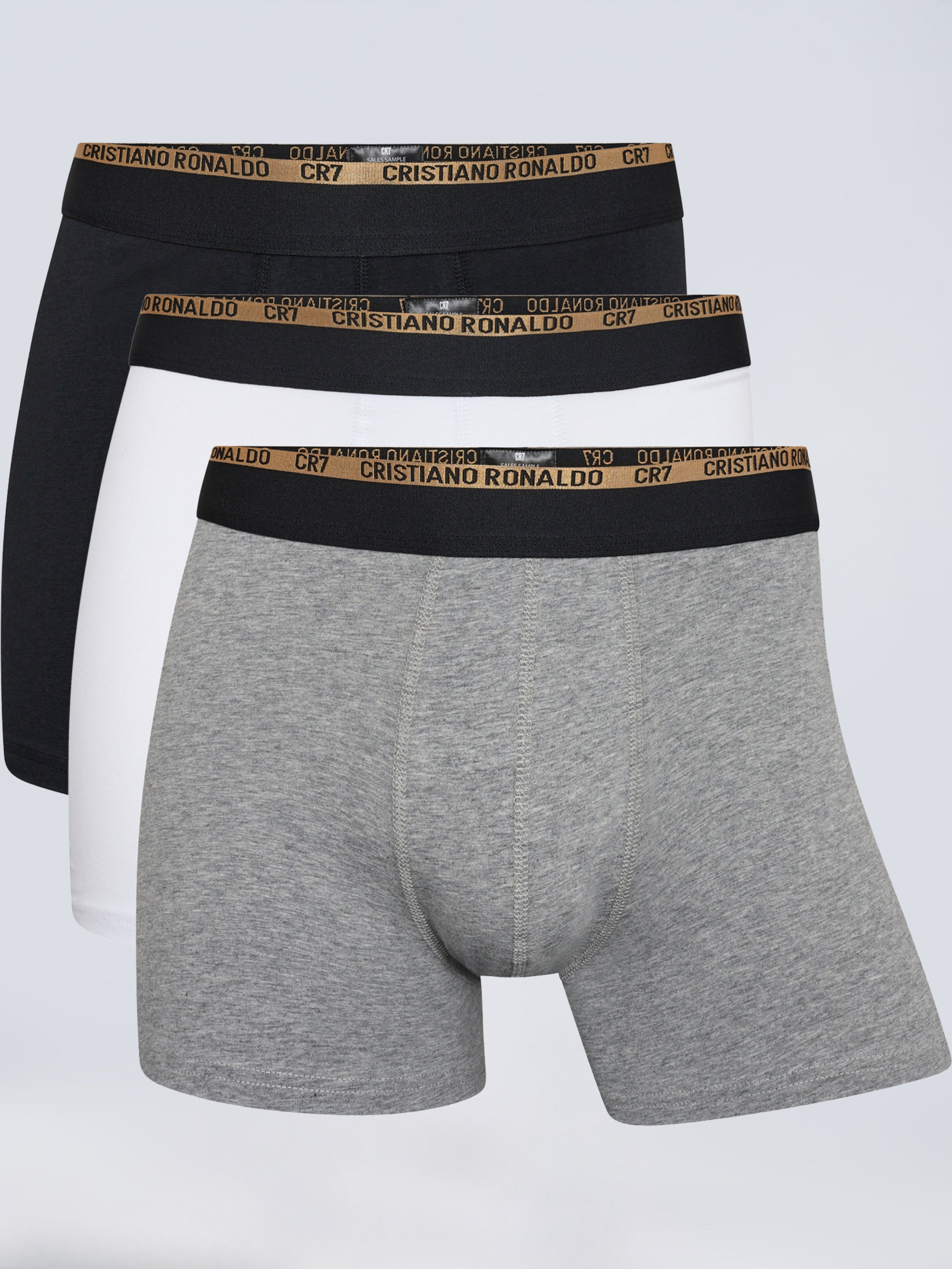 CR7 Premium Cotton Trunks – Pack of 3 (Black, White & Grey)