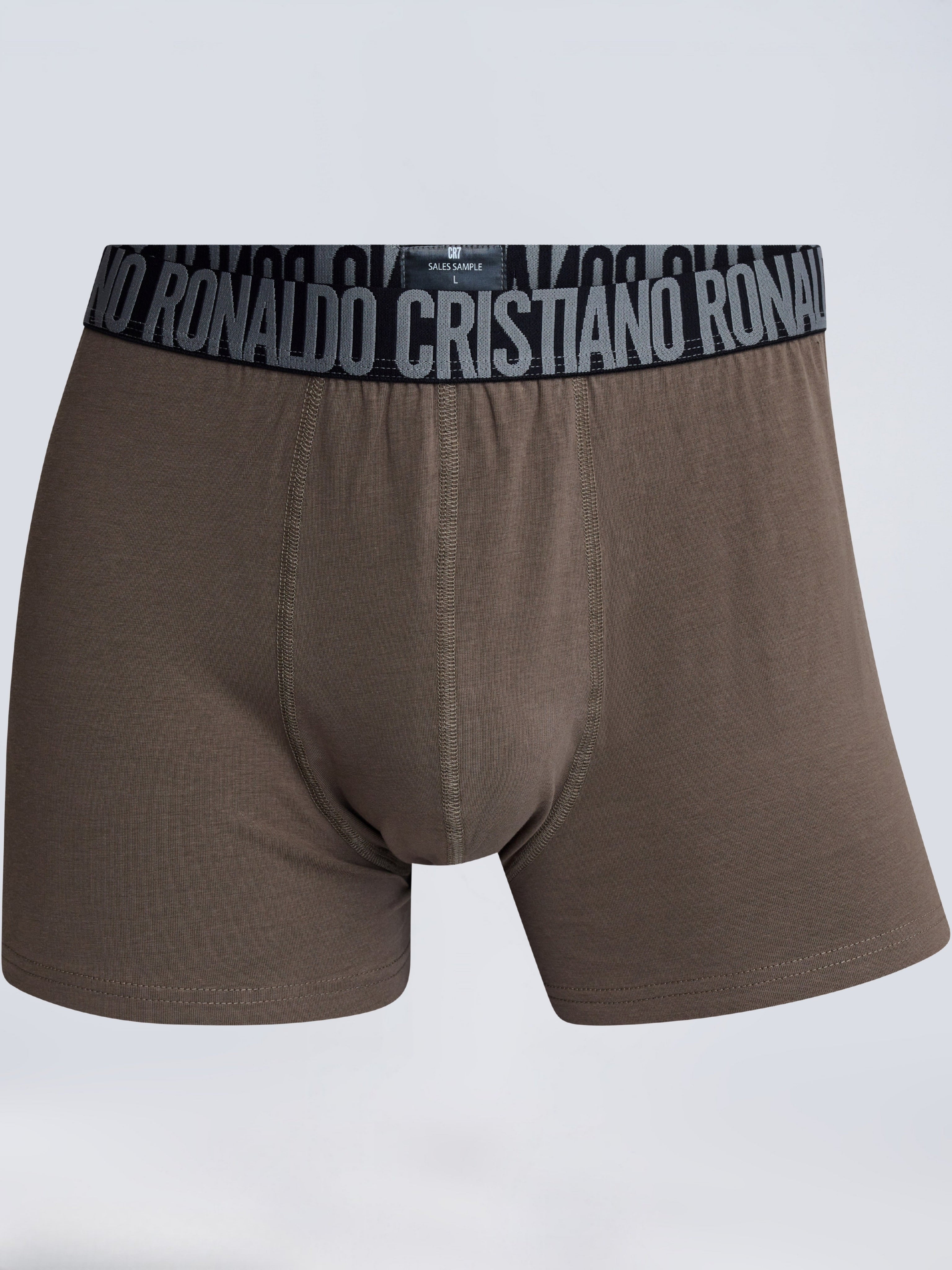CR7 Men’s Premium Cotton Stretch Trunks – Black, Brown & Grey | Pack of 3