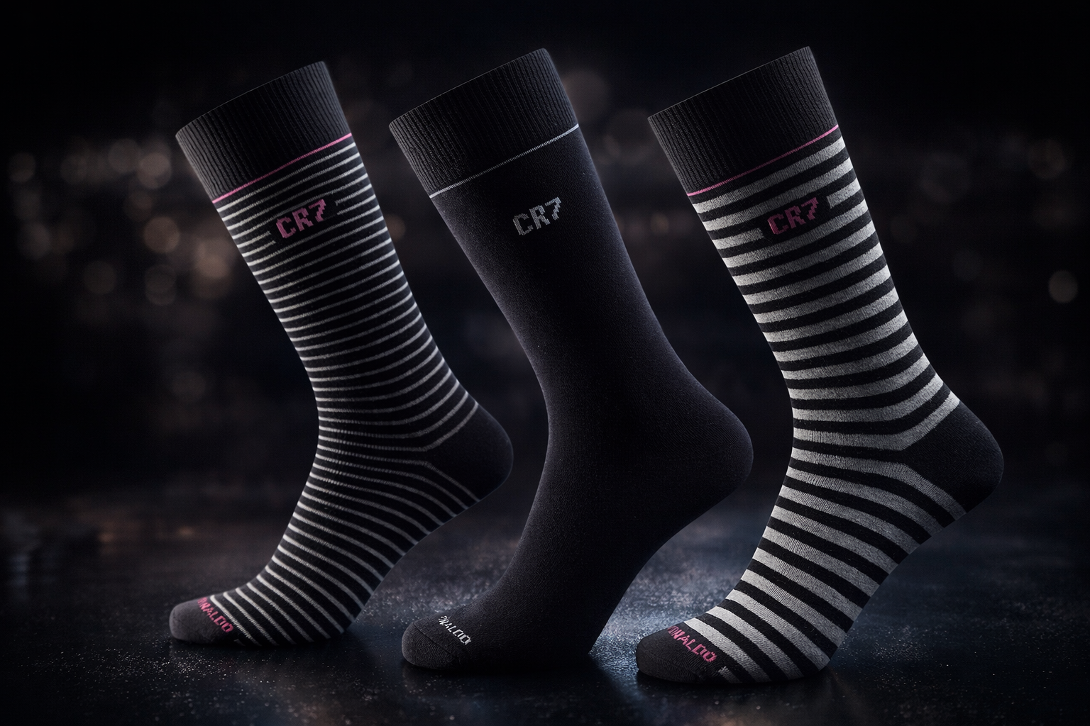 CR7 Cristiano Ronaldo Men’s Premium Crew Socks – Pack of 3 | Soft Cotton, Stylish Stripes & All-Day Comfort
