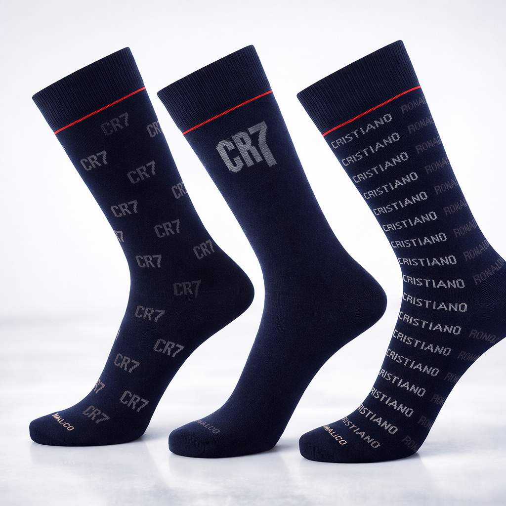 CR7 Cristiano Ronaldo Men’s Premium Cotton Crew Socks –  (Pack of 3) | Soft, Breathable & Stylish