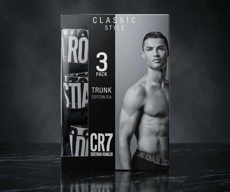 CR7 Cristiano Ronaldo Men’s Black Cotton Trunks  – Pack of 3 | Premium Comfort & Athletic Fit