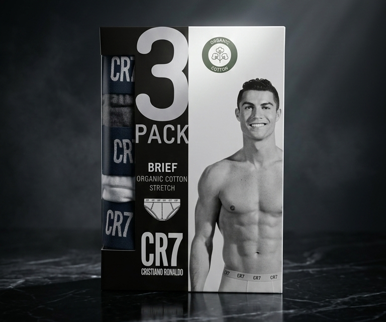 CR7 Cristiano Ronaldo Men’s Cotton Briefs – Pack of 3 (Black, Grey & White) | Everyday Comfort Fit