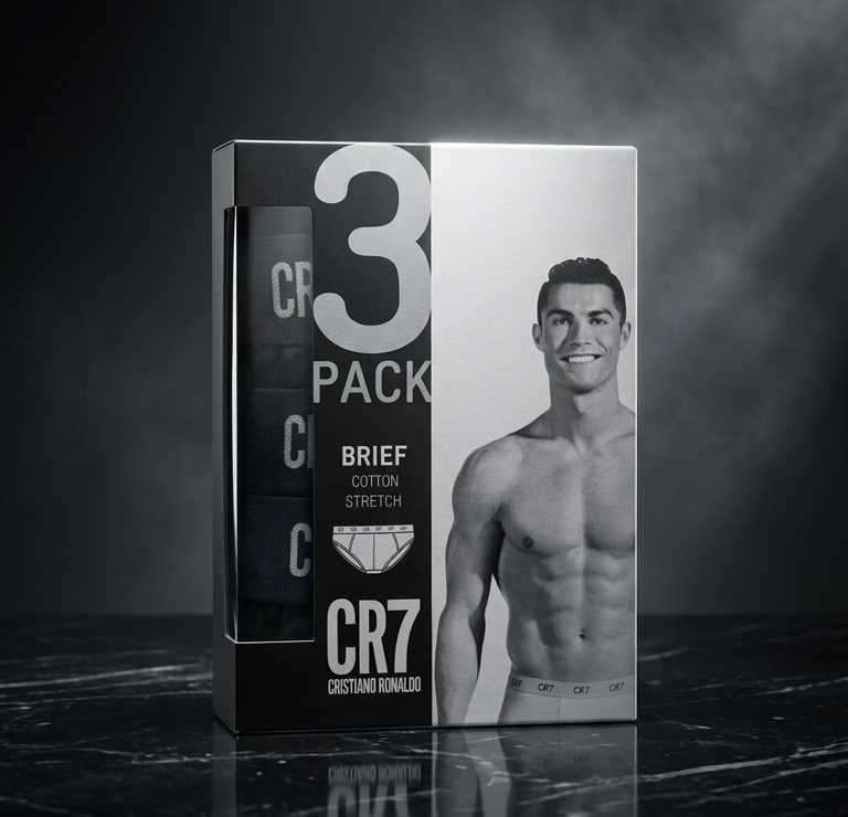 CR7 Cristiano Ronaldo Men’s Black Cotton Briefs – Pack of 3 | Soft, Breathable & Secure Fit