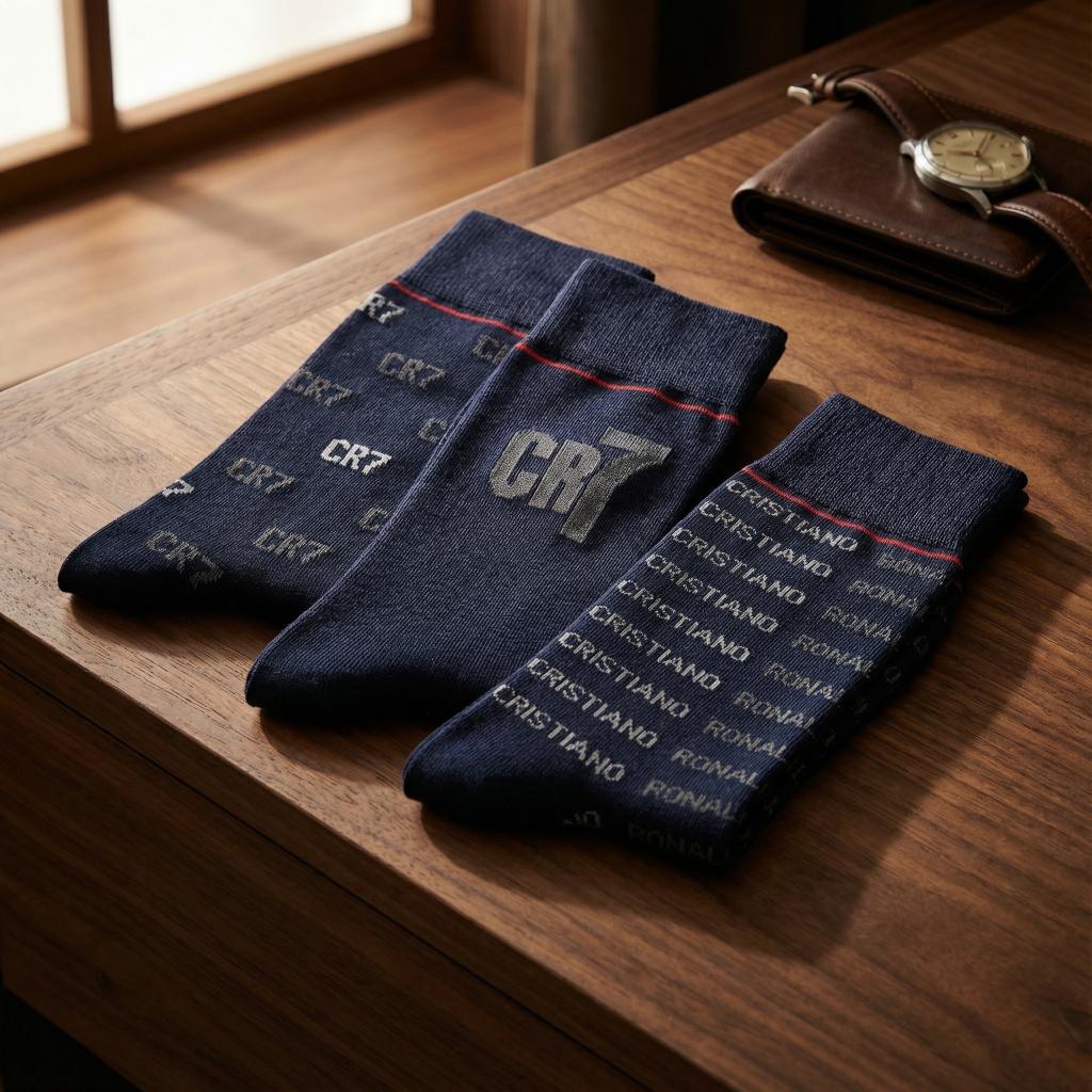CR7 Cristiano Ronaldo Men’s Premium Cotton Crew Socks –  (Pack of 3) | Soft, Breathable & Stylish