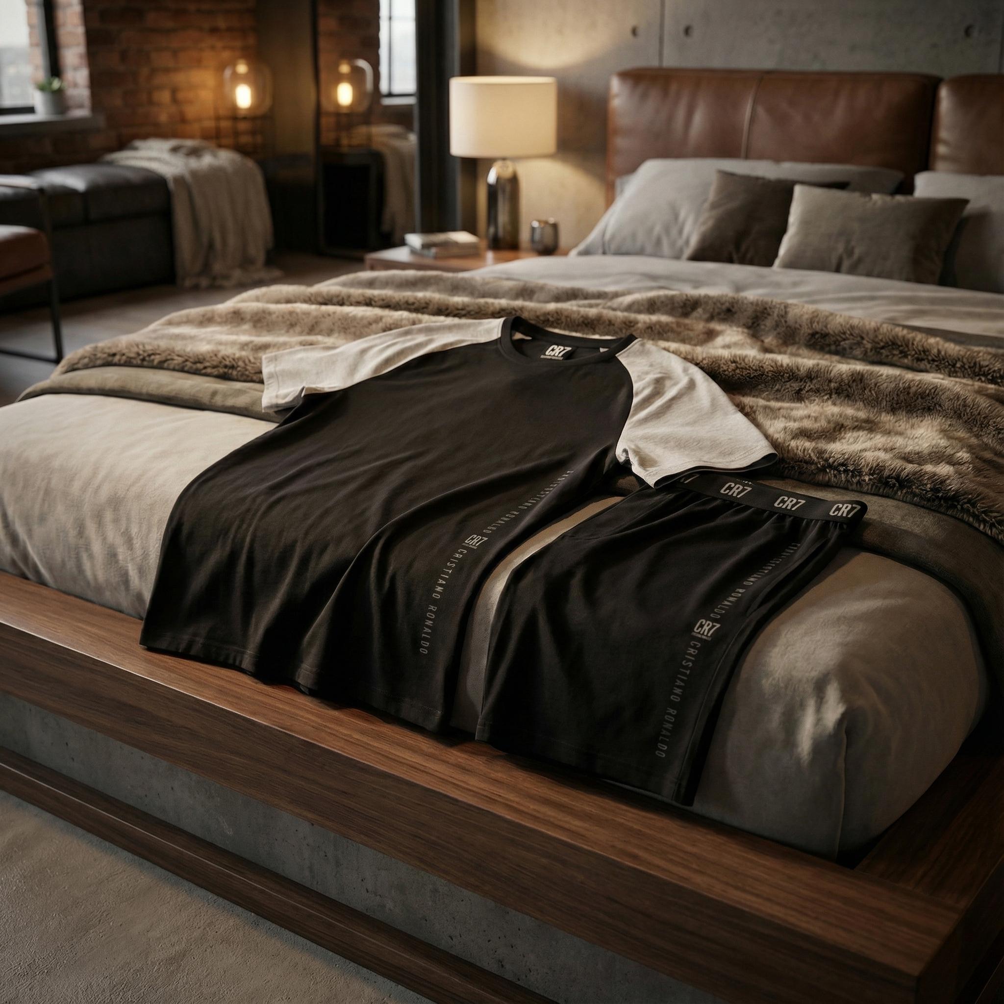 CR7 Cristiano Ronaldo Men’s Premium Nightwear Set – Soft Cotton Lounge T-Shirt & Shorts