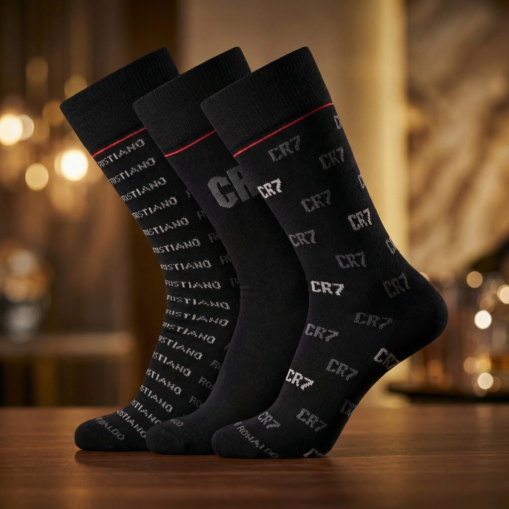 CR7 Cristiano Ronaldo Men’s Premium Cotton Crew Socks –  (Pack of 3) | Soft, Breathable & Stylish