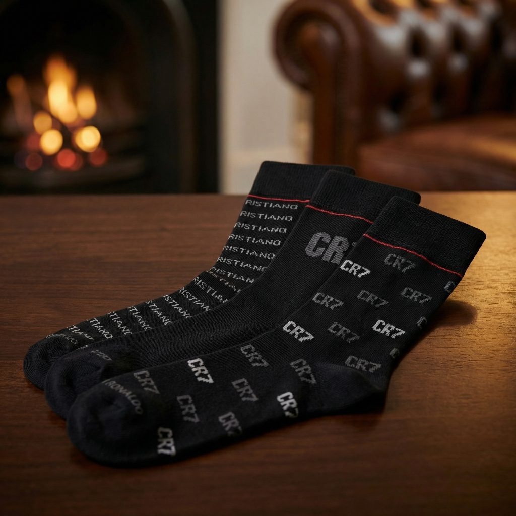 CR7 Cristiano Ronaldo Men’s Premium Cotton Crew Socks –  (Pack of 3) | Soft, Breathable & Stylish