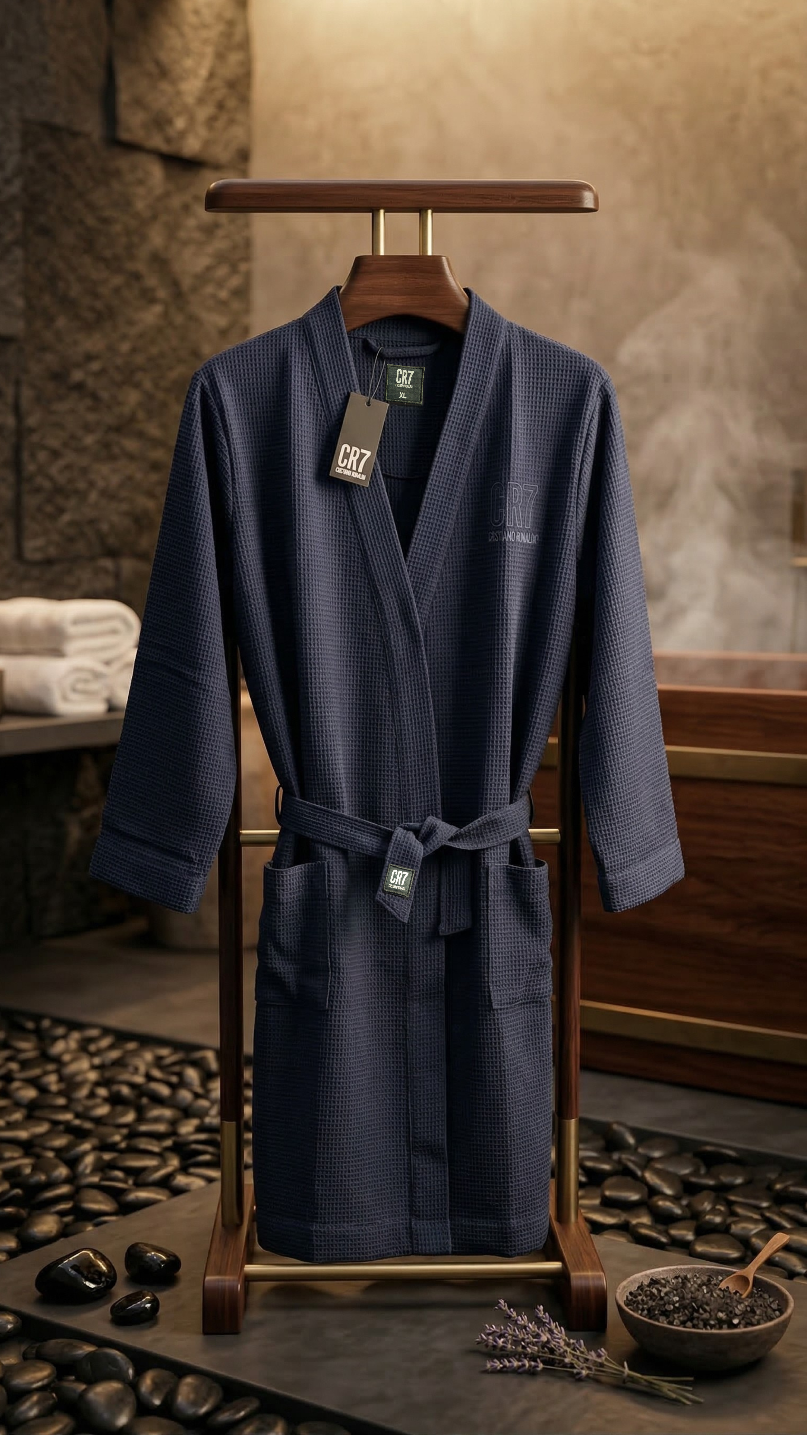 CR7 Cristiano Ronaldo Men’s Premium Waffle Bathrobe – Luxury Comfort with Iconic CR7 Branding