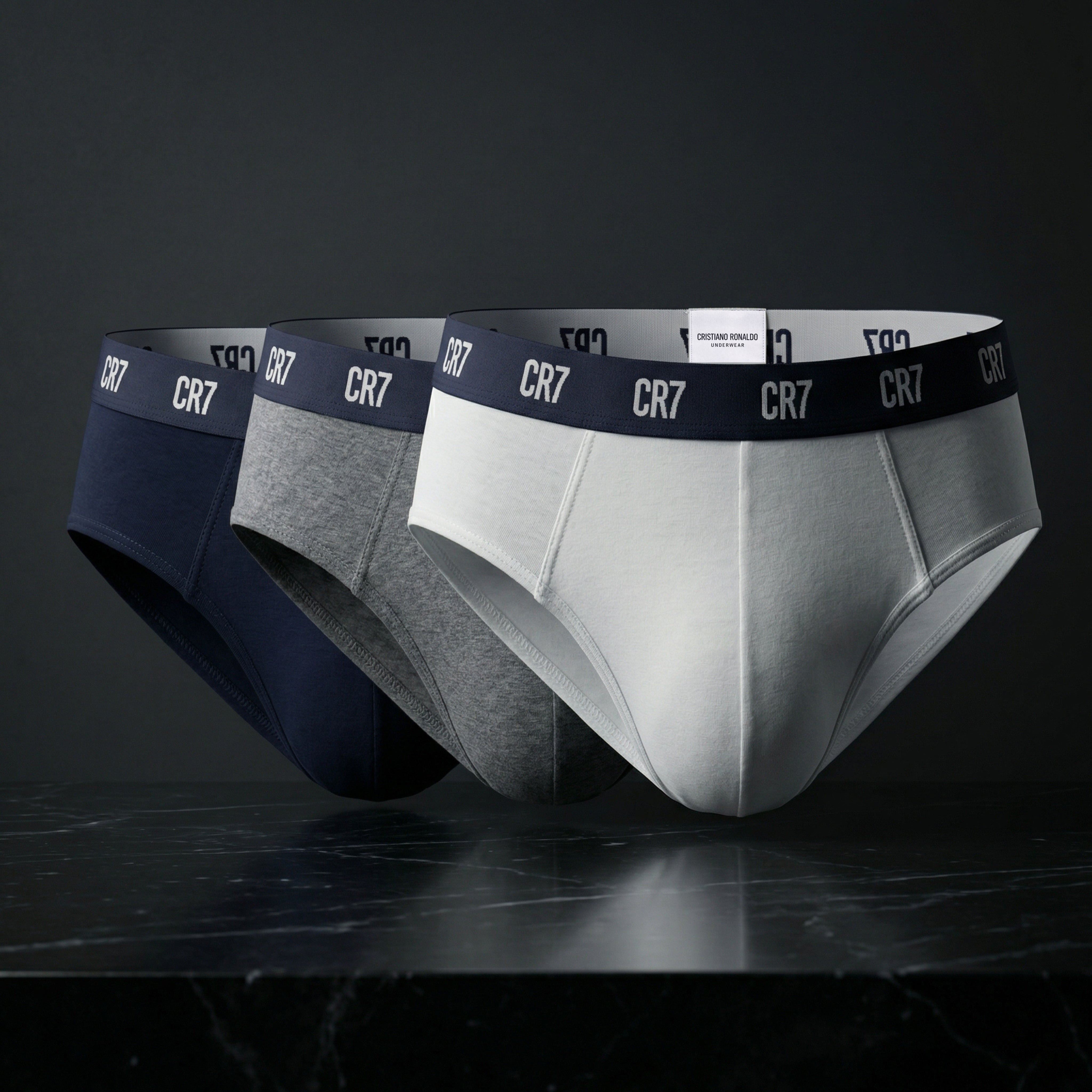CR7 Cristiano Ronaldo Men’s Cotton Briefs – Pack of 3 (Black, Grey & White) | Everyday Comfort Fit
